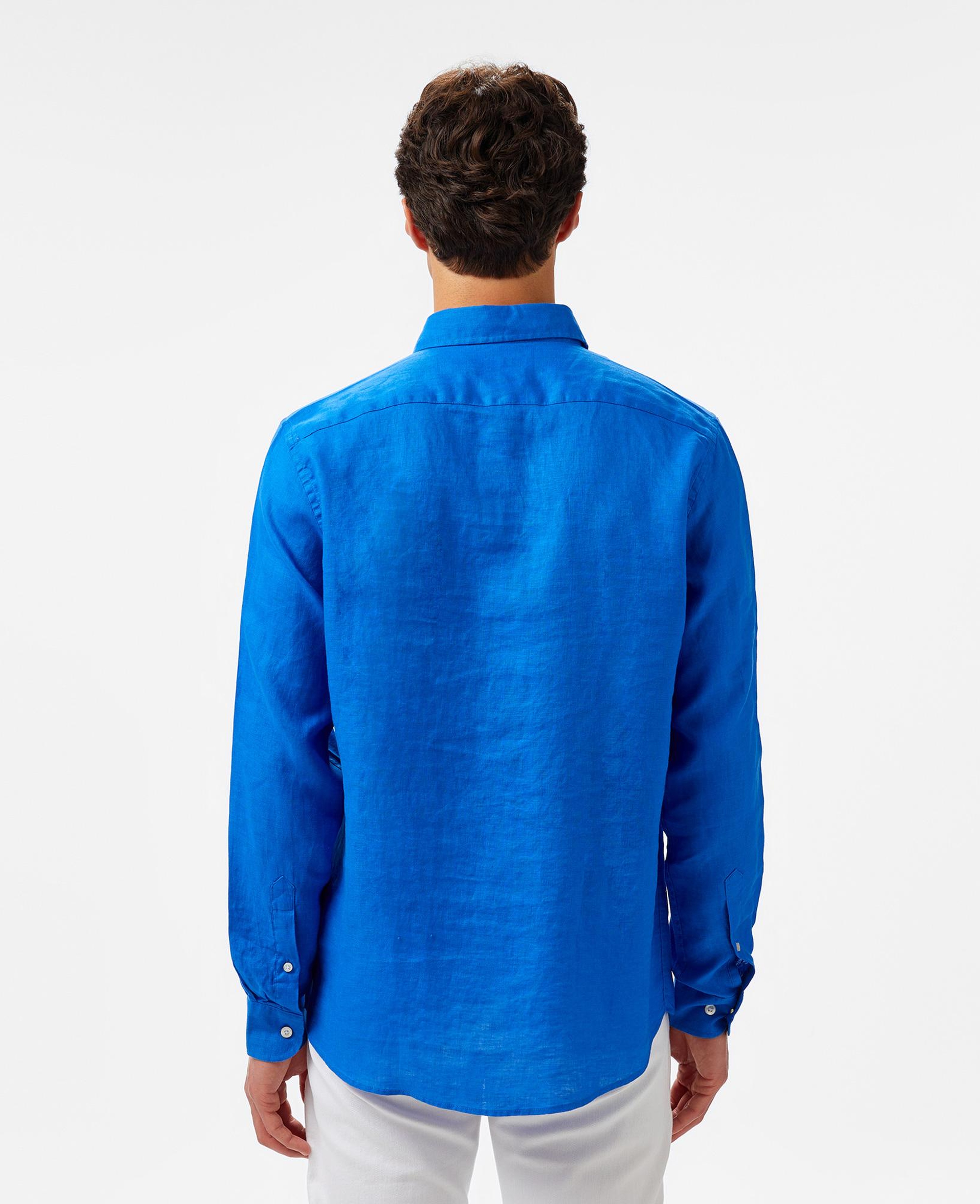 Nautica Erkek Mavi Classic Fit Keten Gömlek