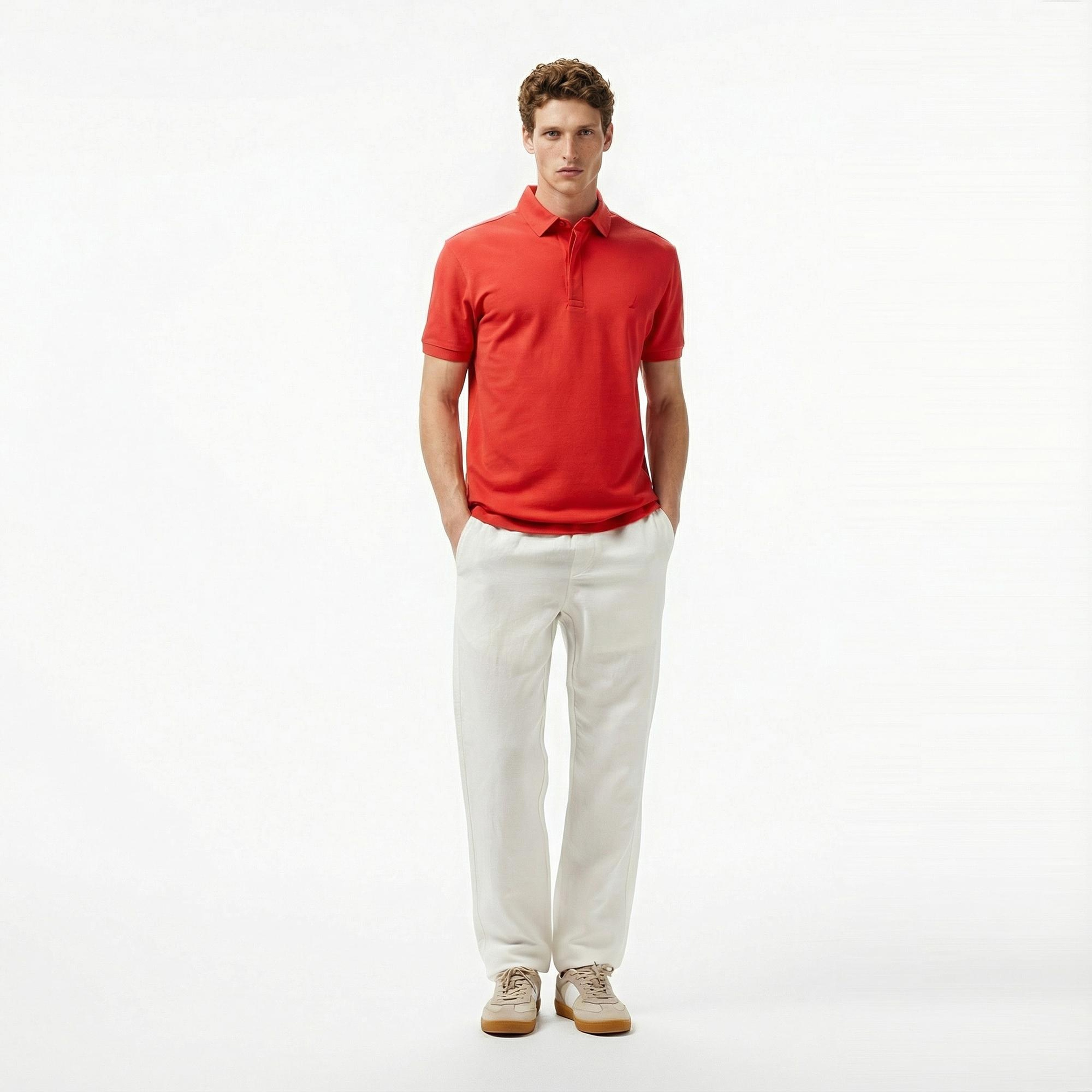 Nautica Erkek Kırmızı Slim Fit Kısa Kollu Polo Yaka T-Shirt