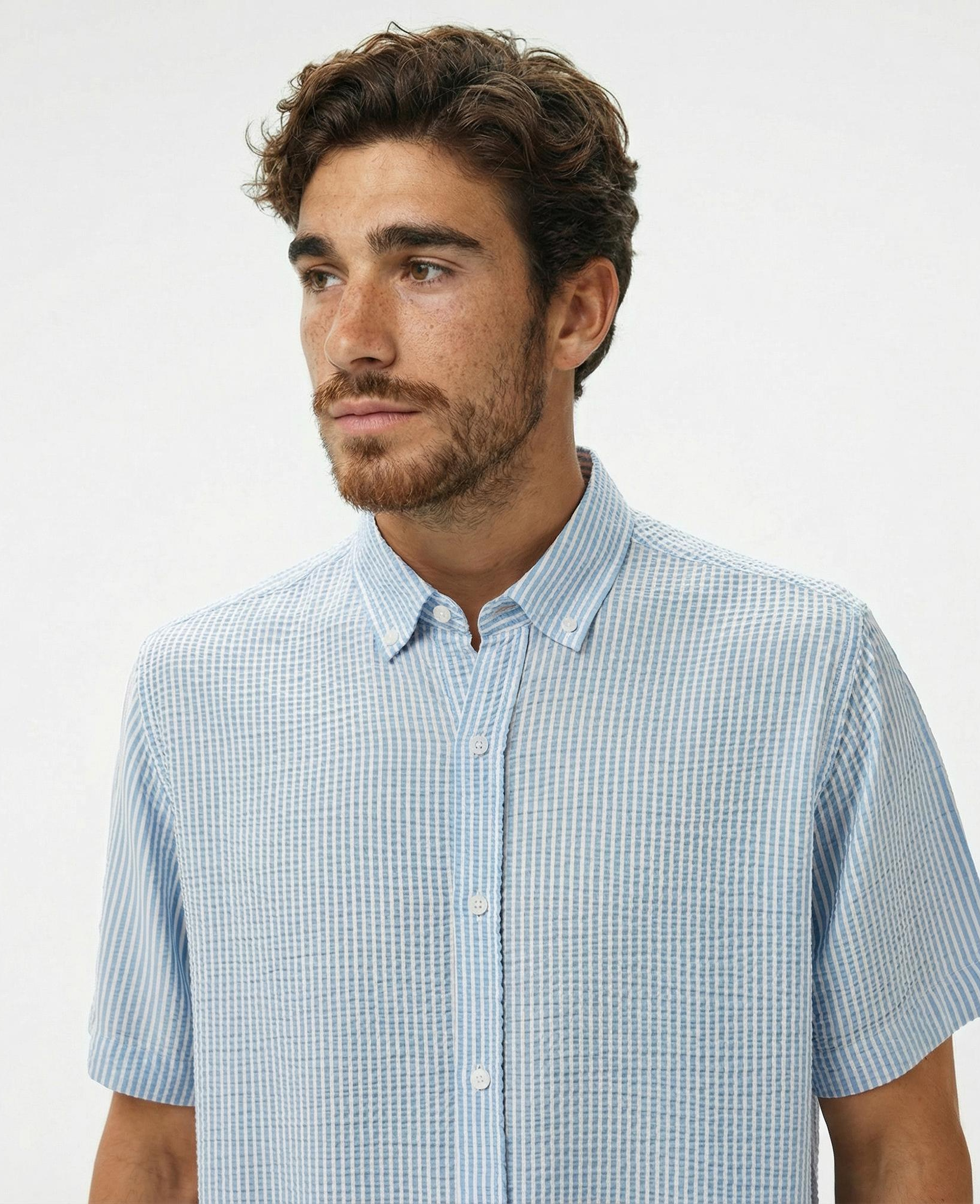 Nautica Erkek Mavi Classic Fit Çizgili Gömlek