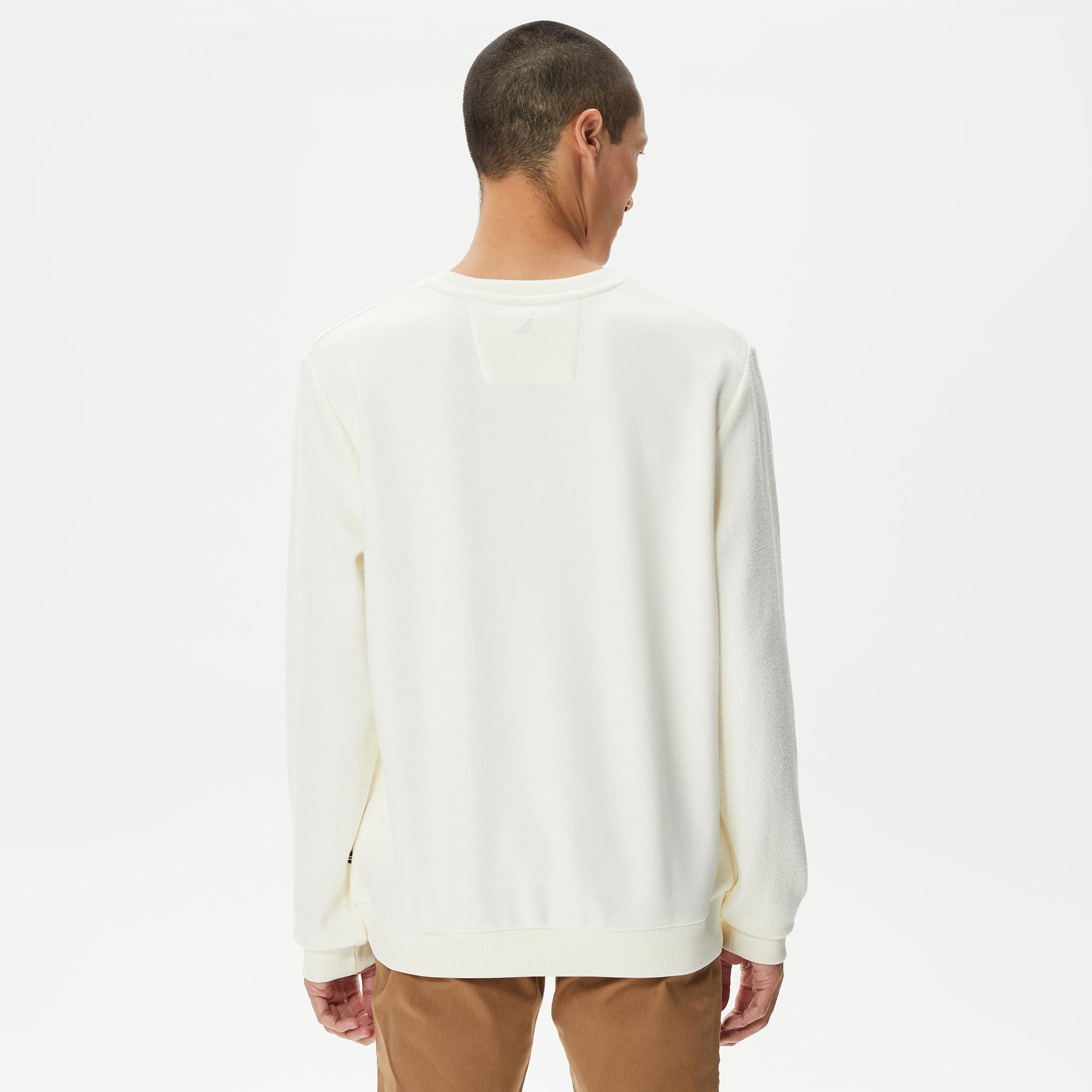 Nautica Erkek Beyaz Standart Fit Sweatshirt