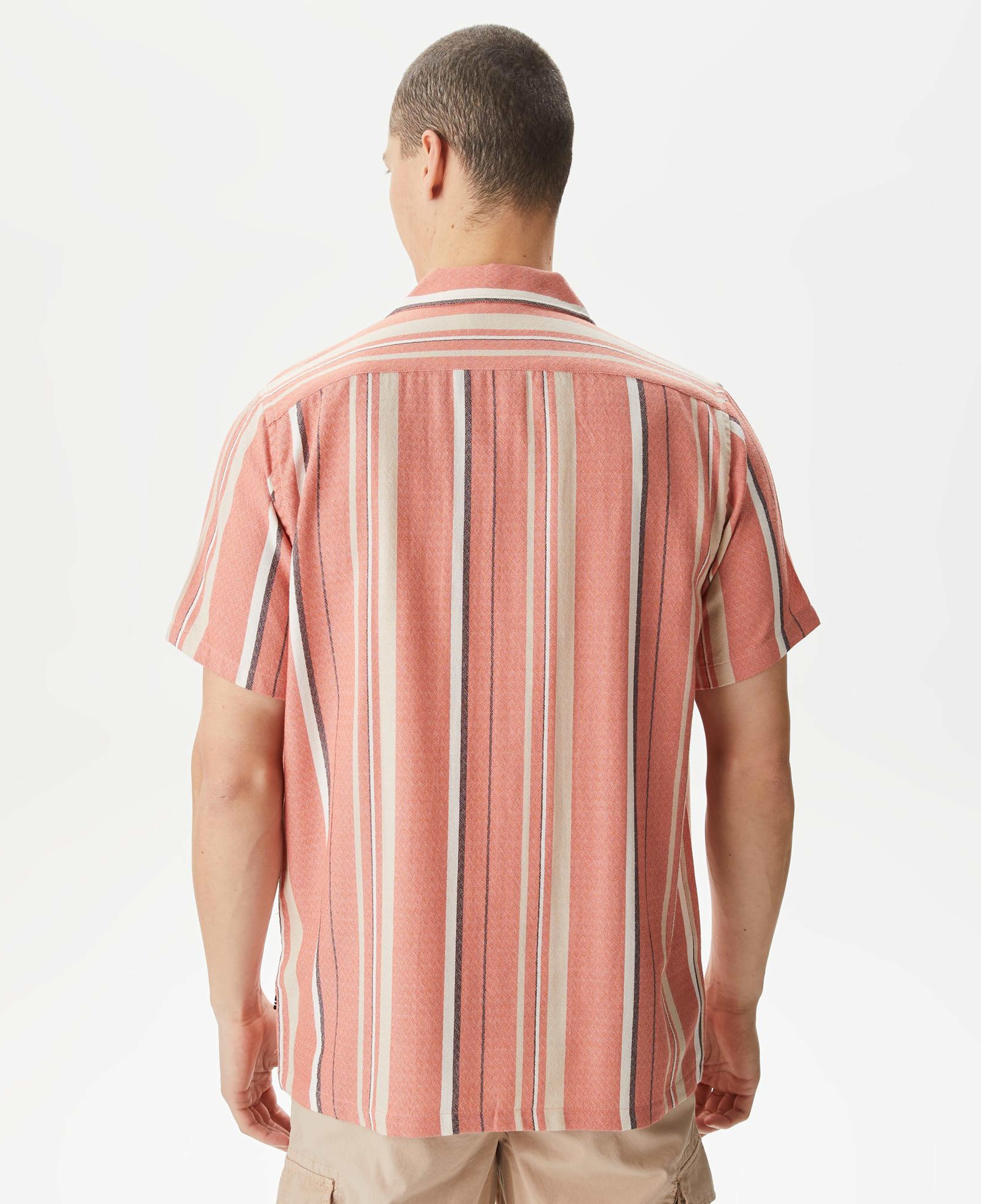 Nautica Erkek Turuncu Classic Fit Kısa Kollu Çizgili Gömlek