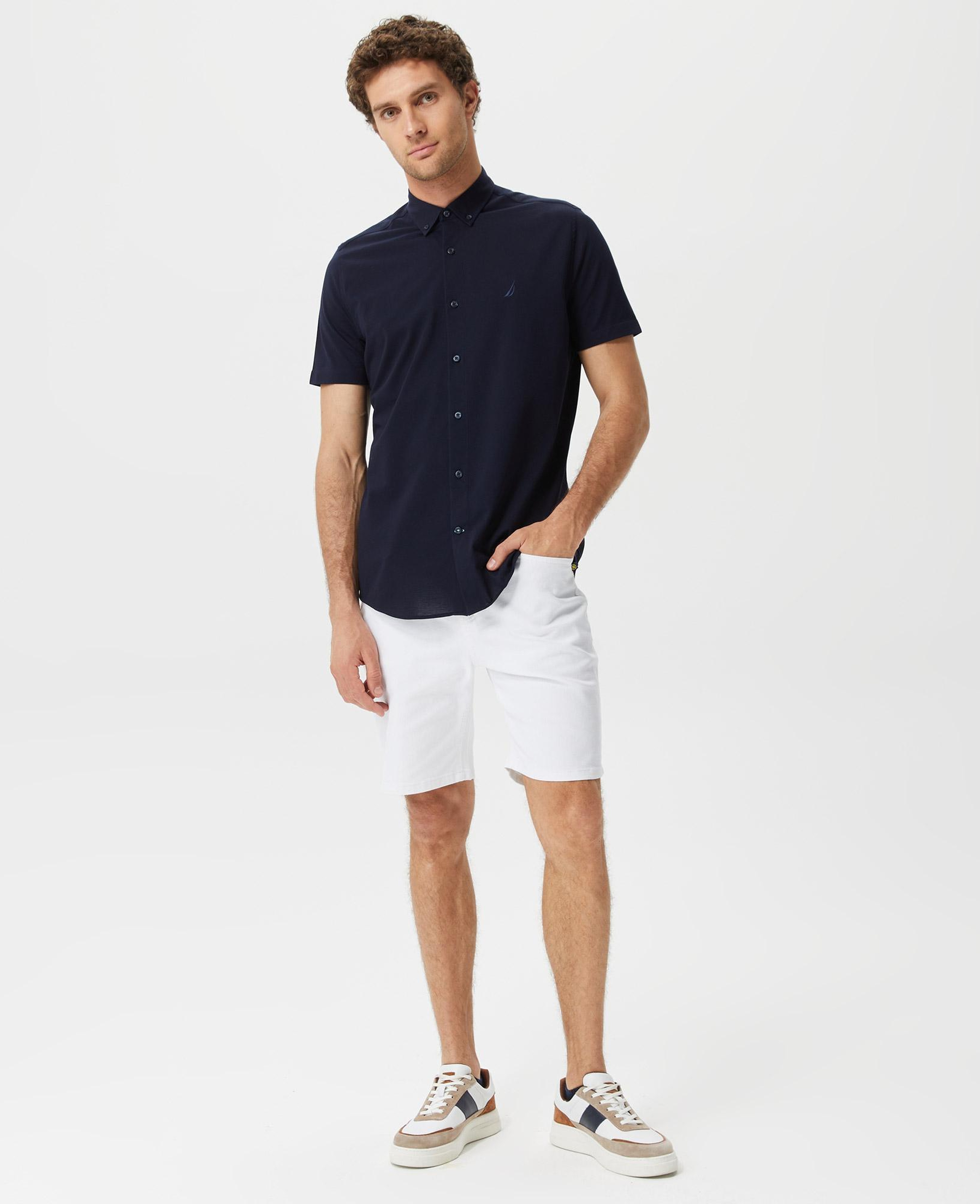 Nautica Erkek Lacivert Slim Fit Kısa Kollu Gömlek