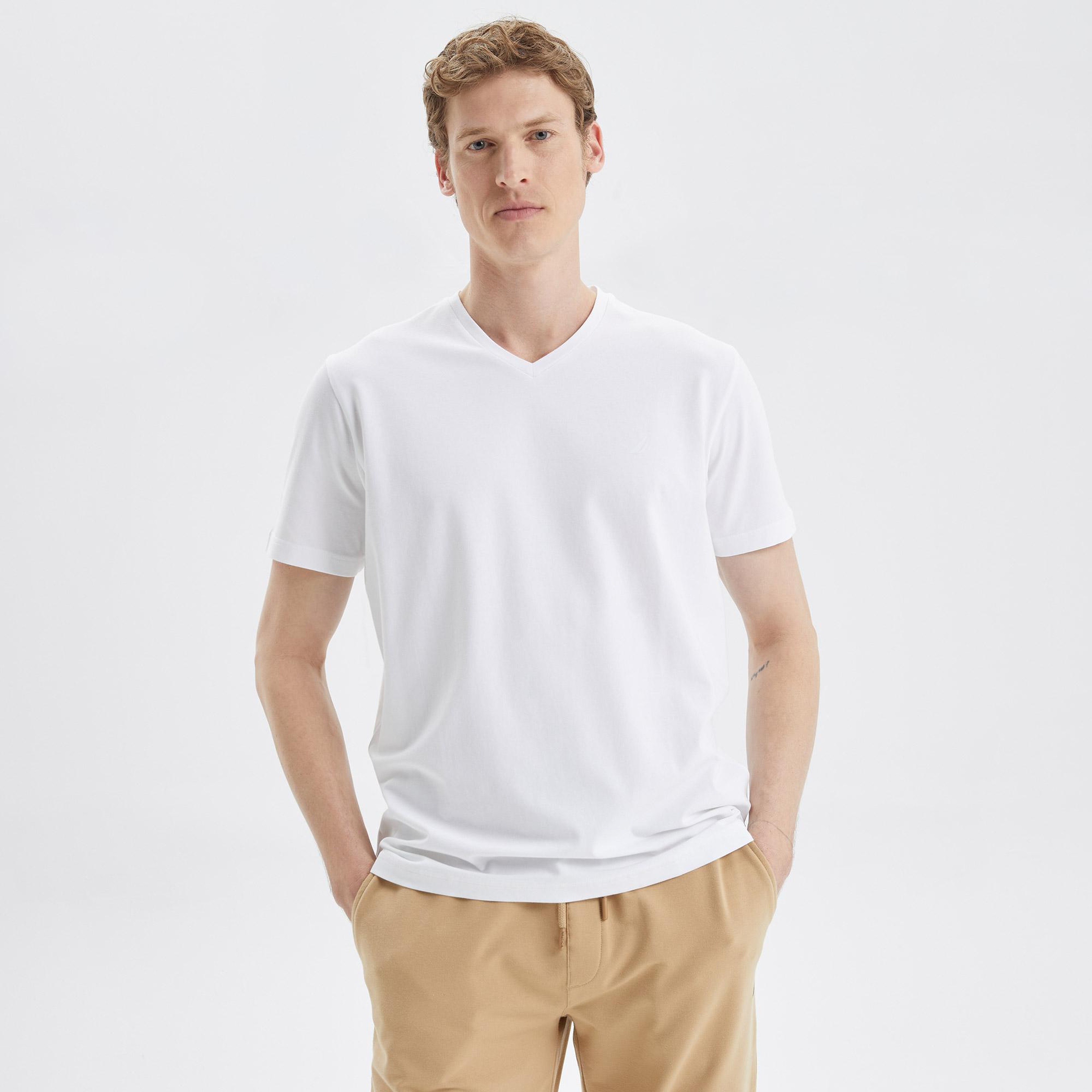 Nautica Erkek Beyaz Standart Fit T-Shirt