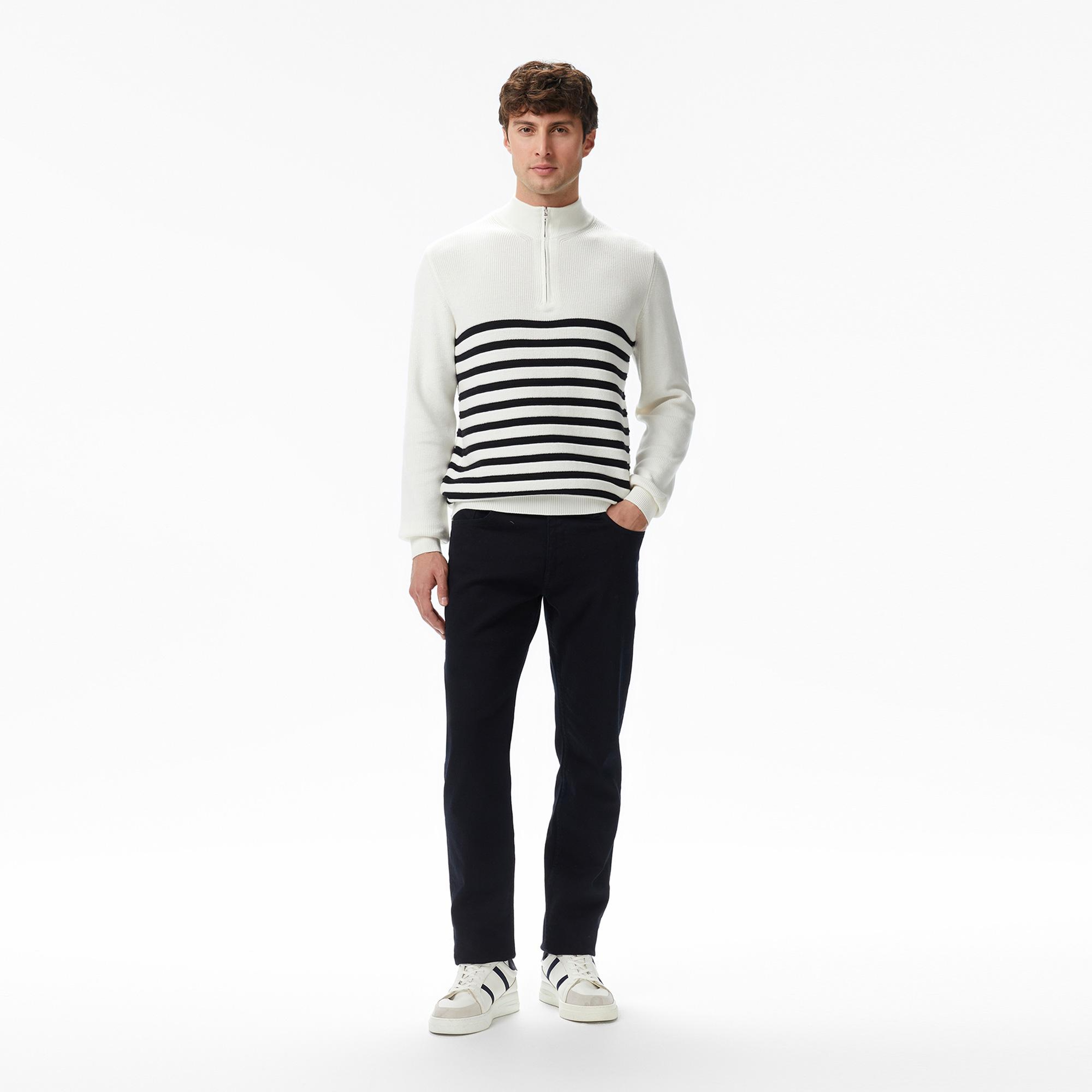 Nautica Erkek Krem Rengi Classic Fit Kazak
