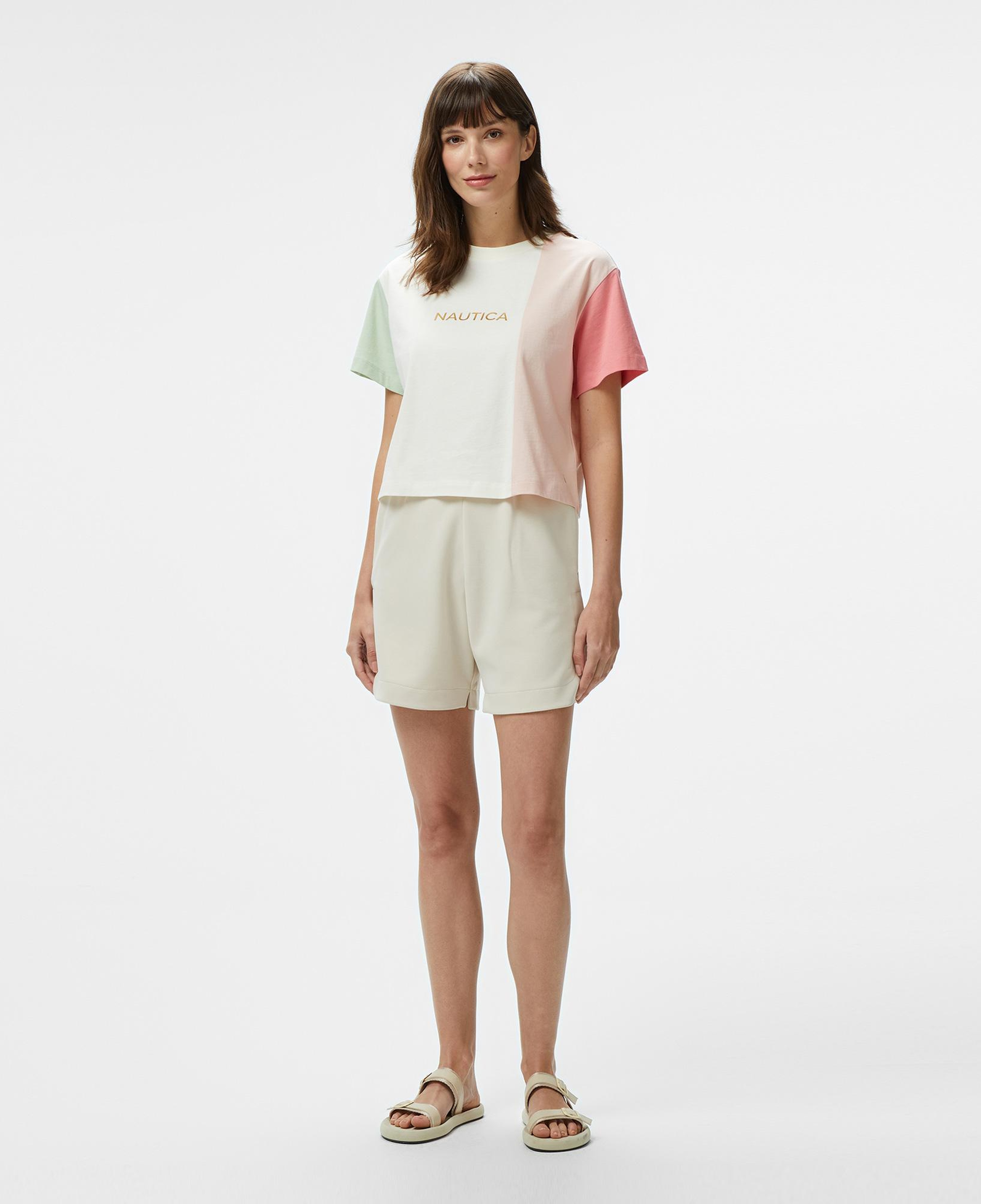 Nautica Kadın Pembe Regular Fit Renk Bloklu T-Shirt
