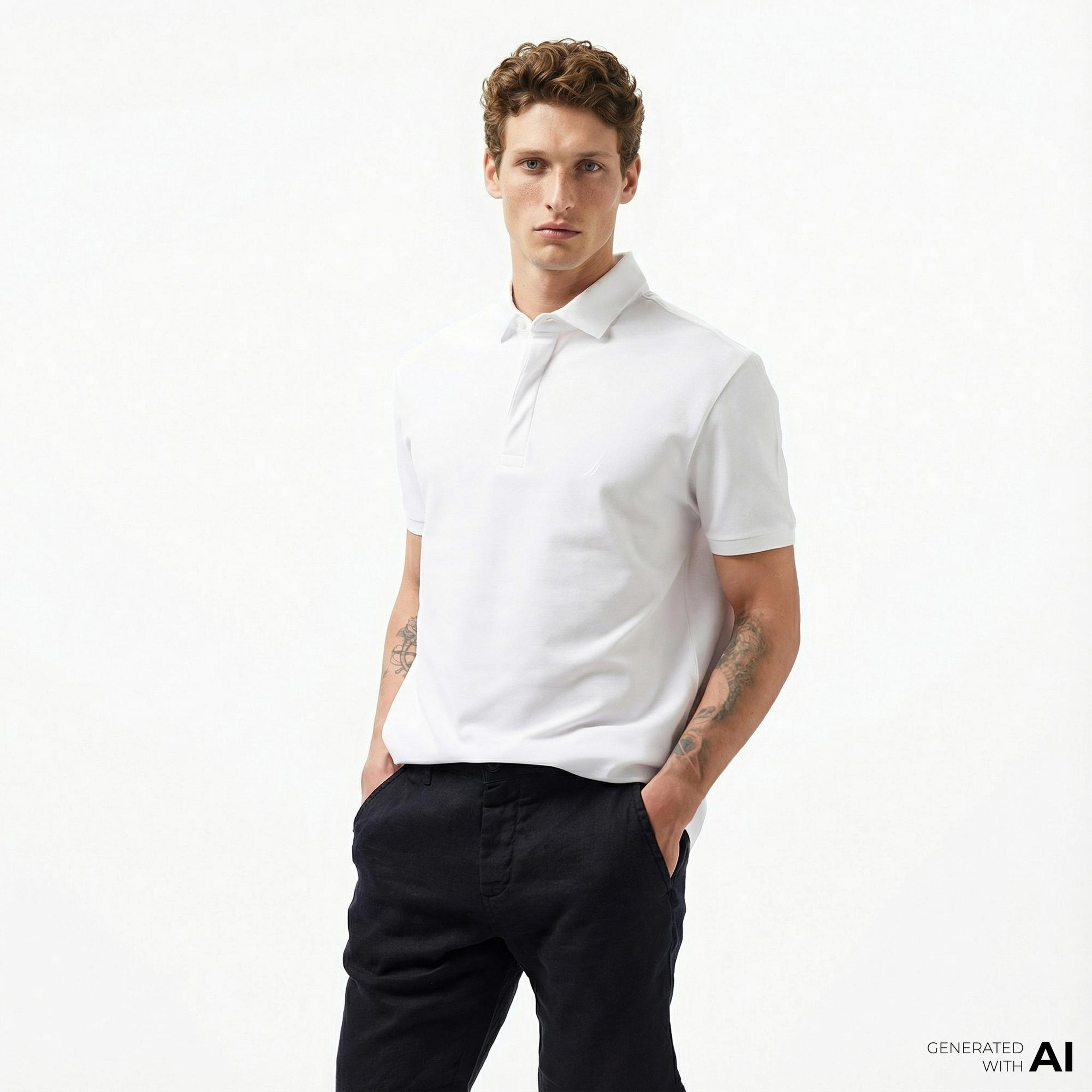 Nautica Erkek Beyaz Slim Fit Kısa Kollu Polo Yaka T-Shirt