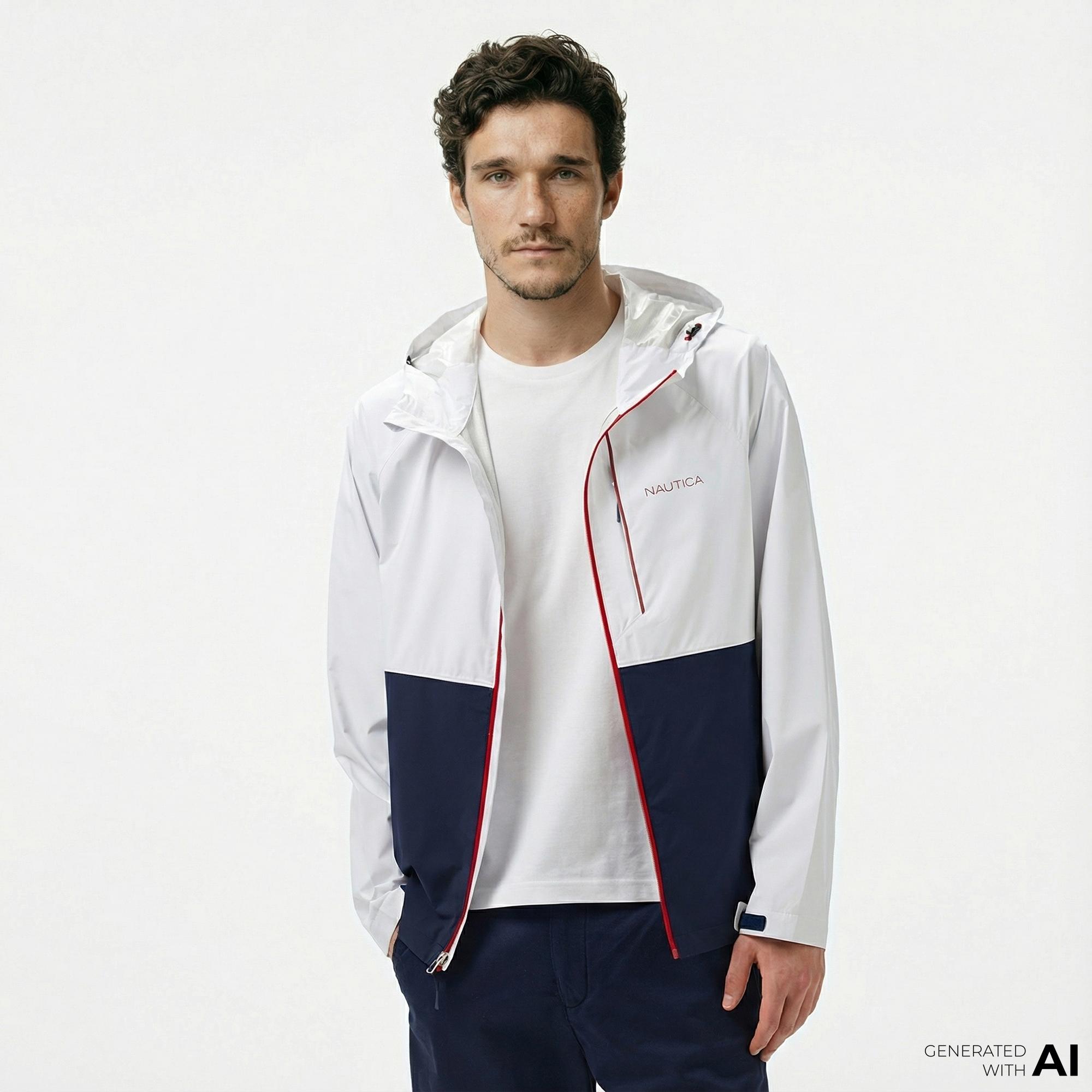 Nautica Erkek Beyaz Regular Fit Dik Yaka Mont