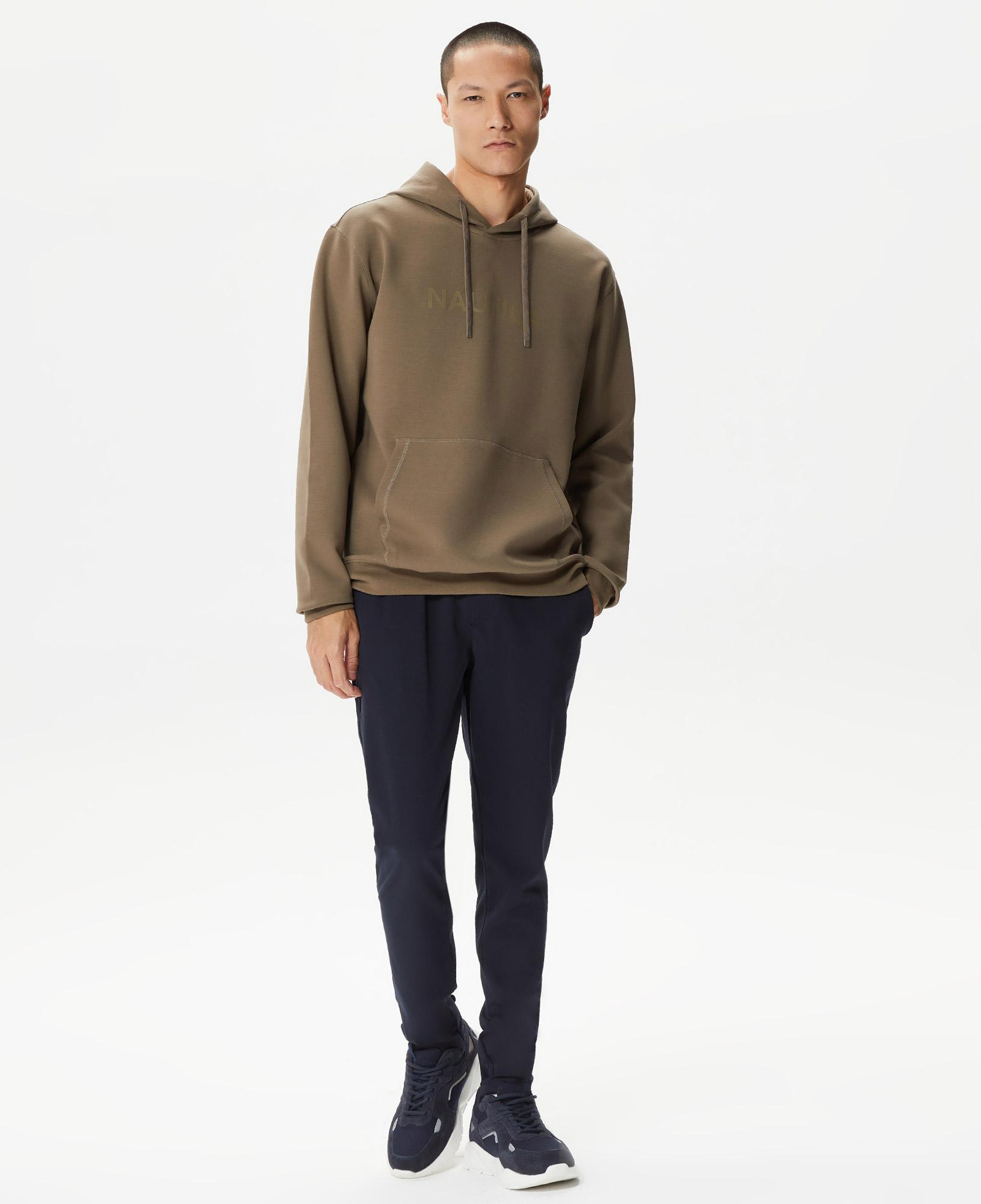 Nautica Erkek Kahverengi Standart Fit Kapüşonlu Sweatshirt