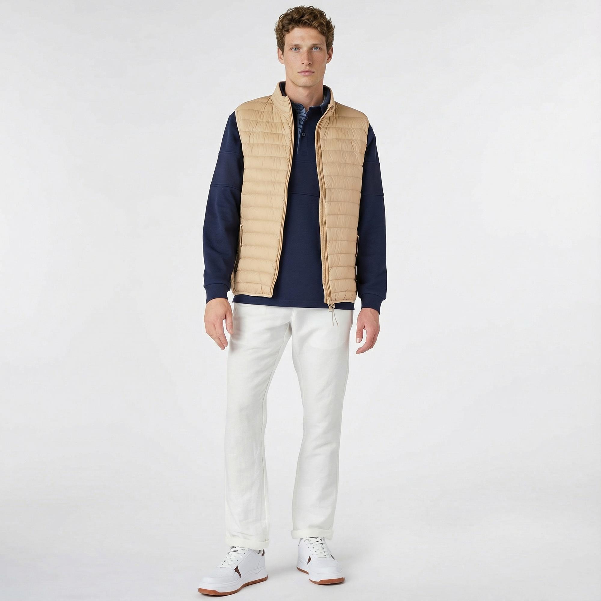 Nautica Erkek Bej Standart Fit Yelek