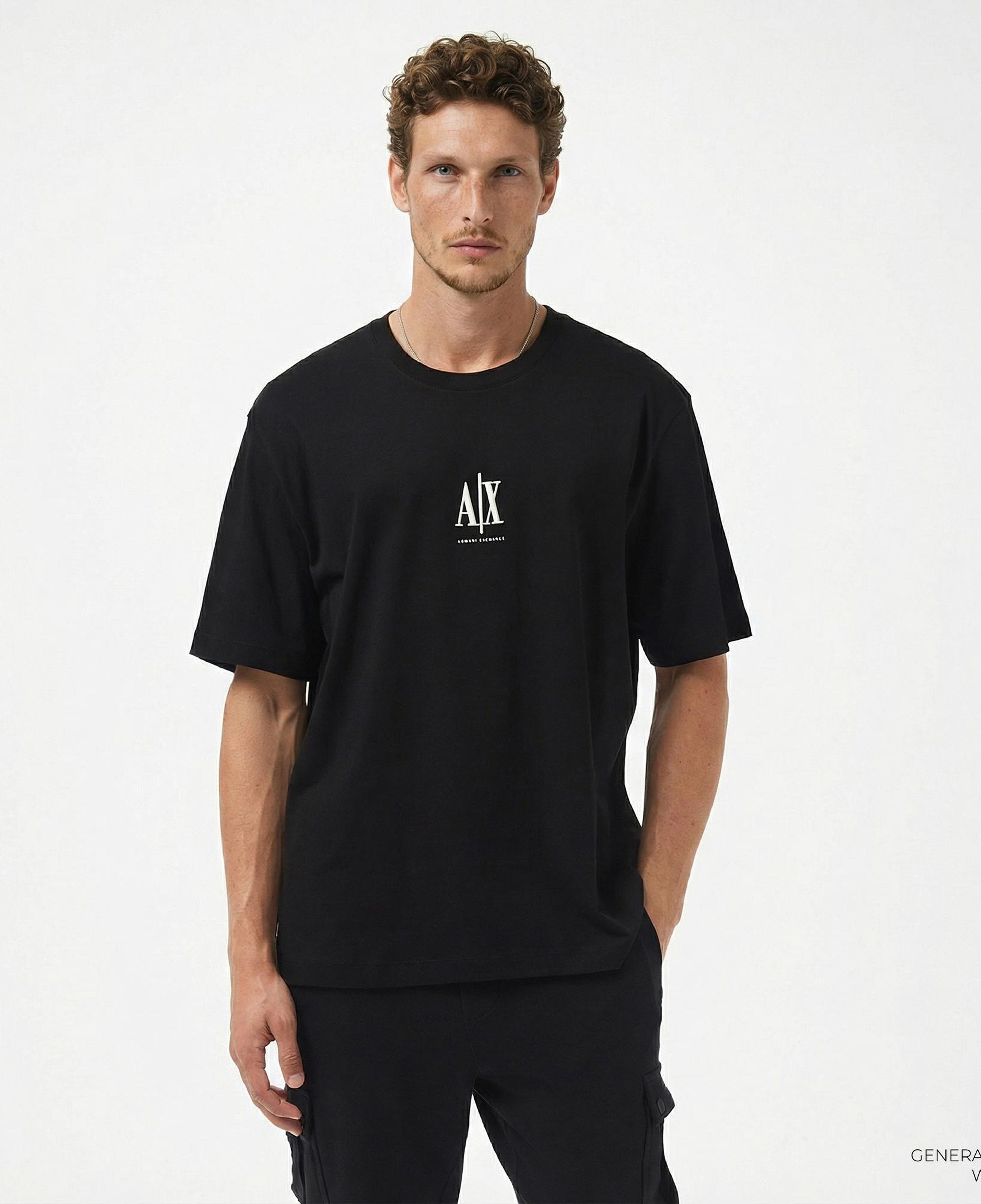 Armani Exchange Erkek Siyah Bisiklet Yaka T-Shirt