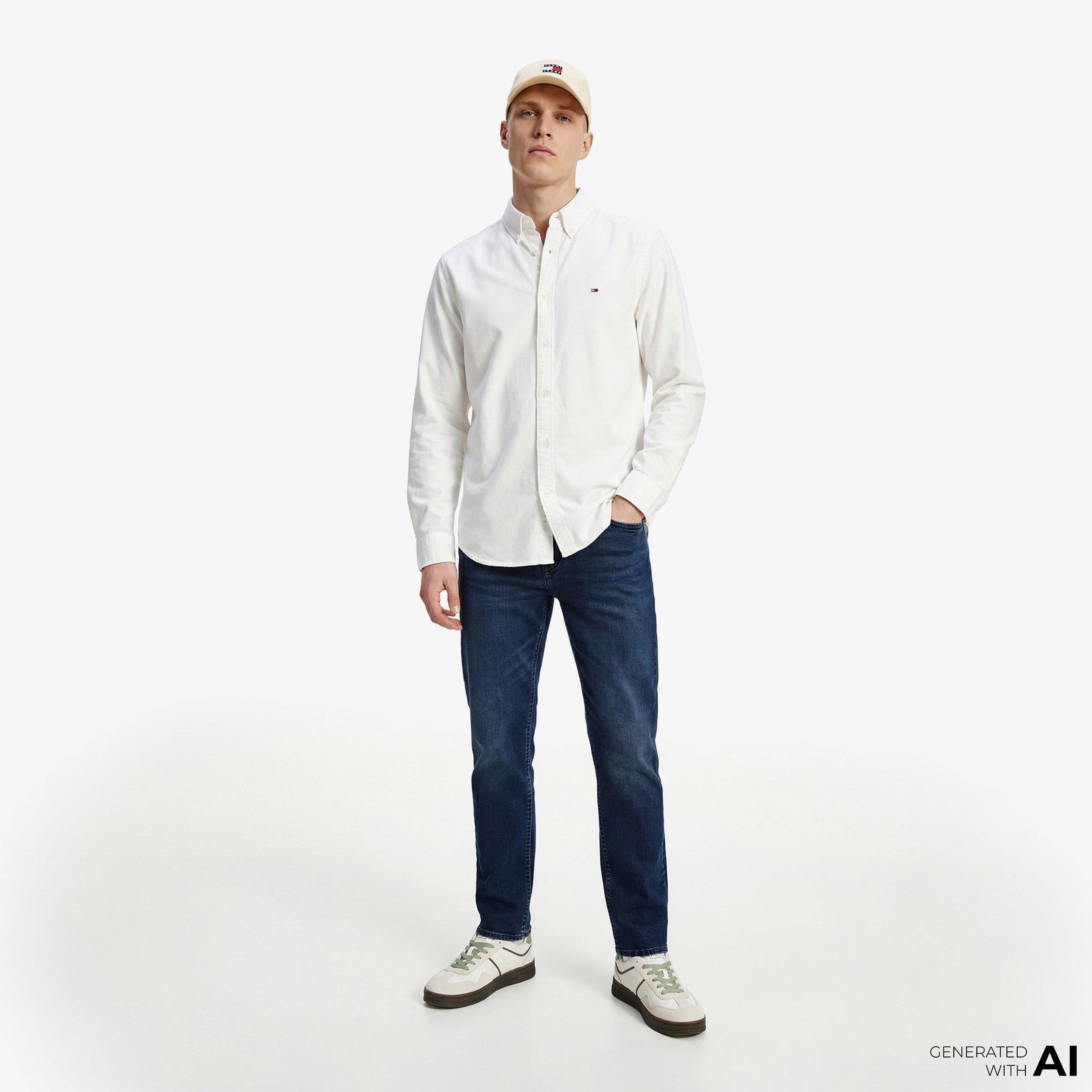 Tommy Hilfiger Oxford Erkek Beyaz Gömlek