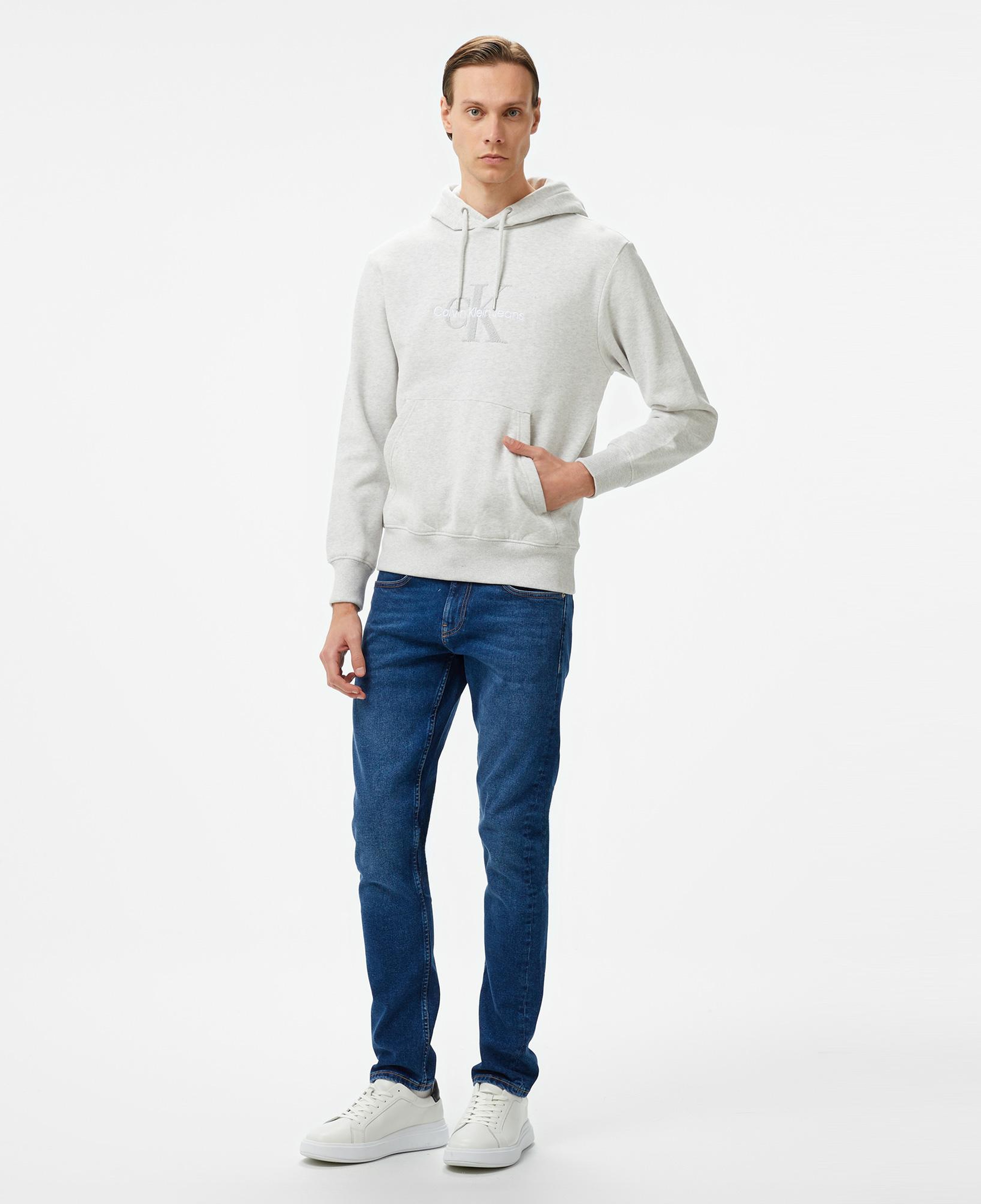 Calvin Klein Jeans Chenılle Monologo Erkek Gri Hoodie