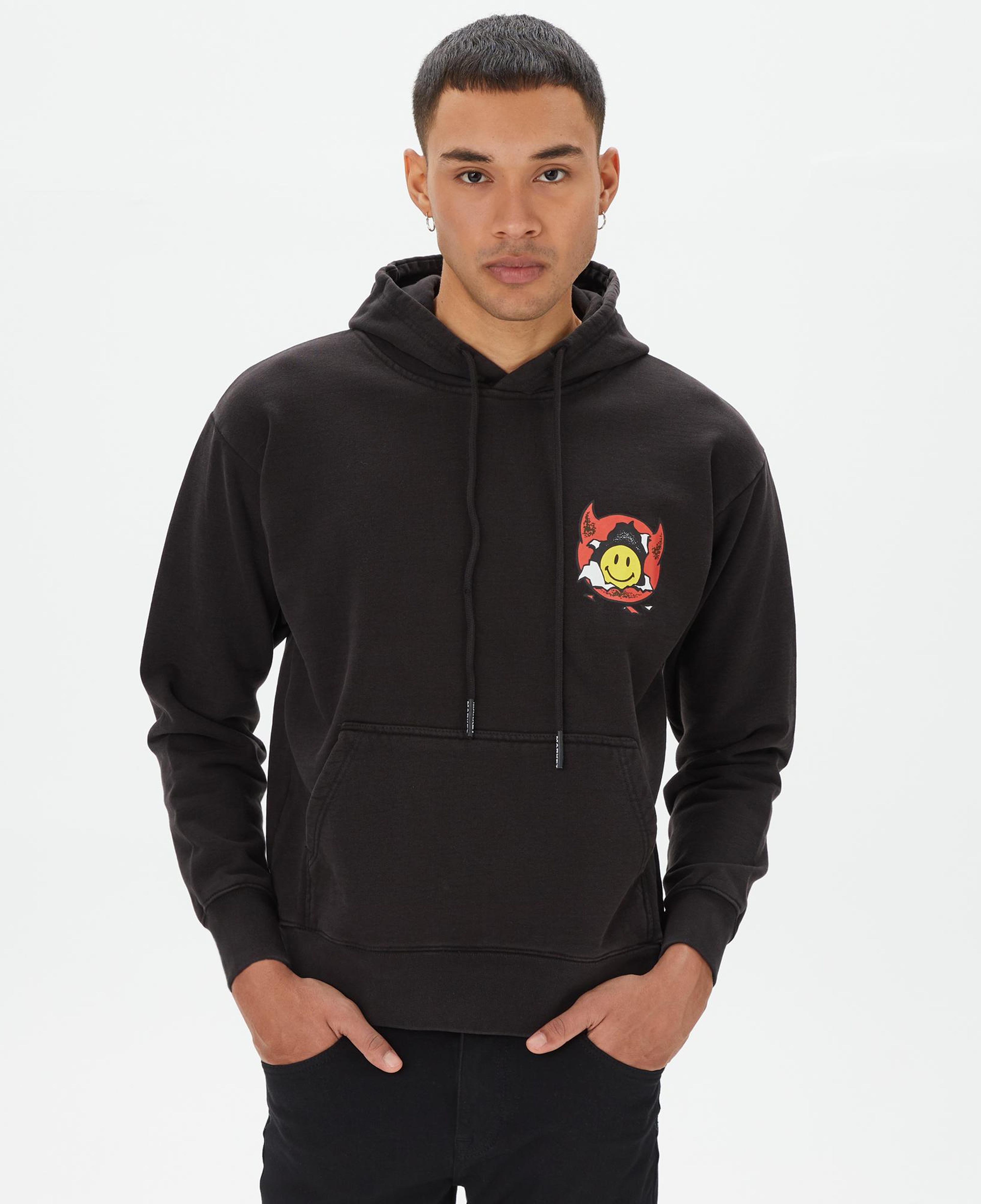 Market Smiley Inner Peace Pullover Erkek Siyah Hoodie