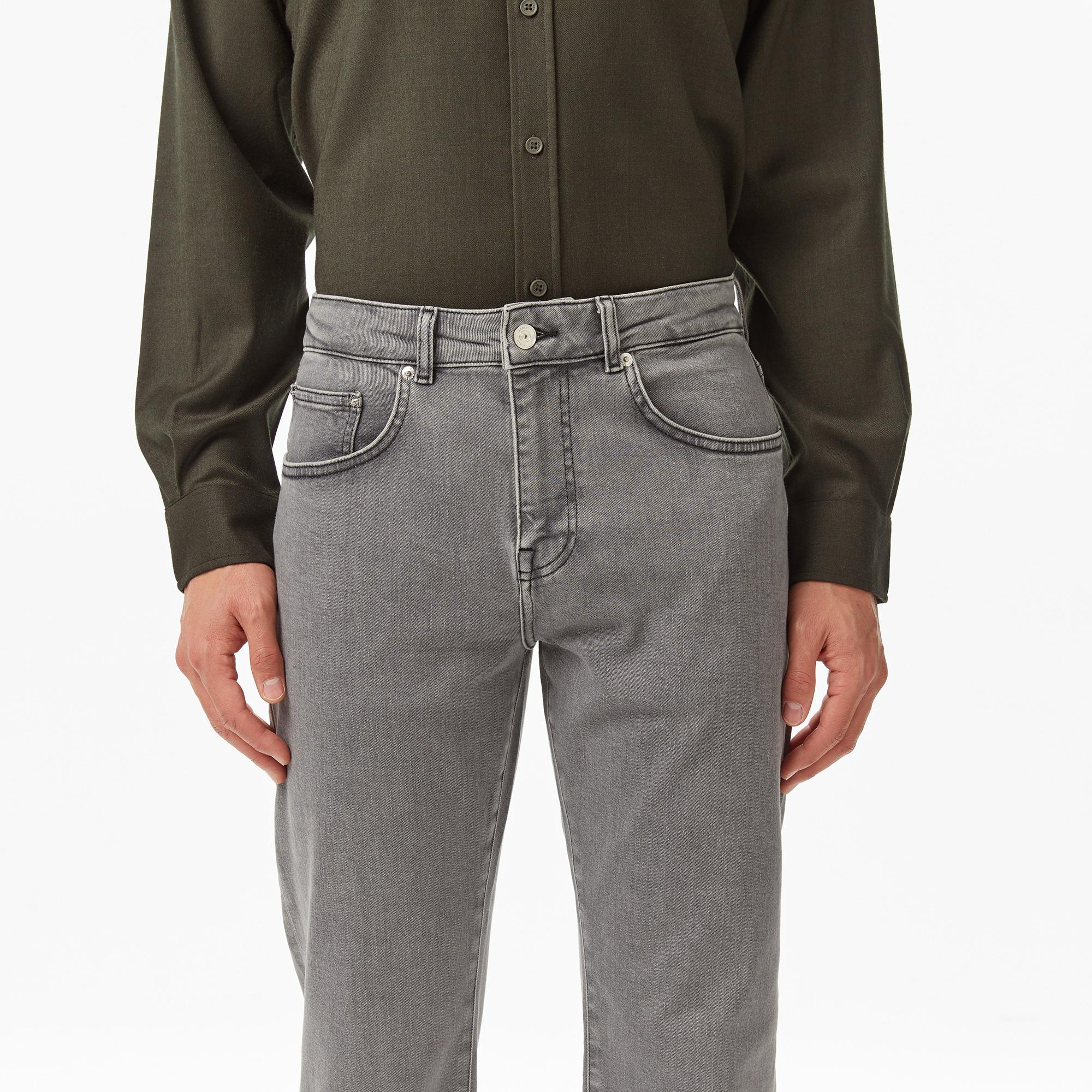 Lacoste Erkek Regular Fit Gri Jean Pantolon
