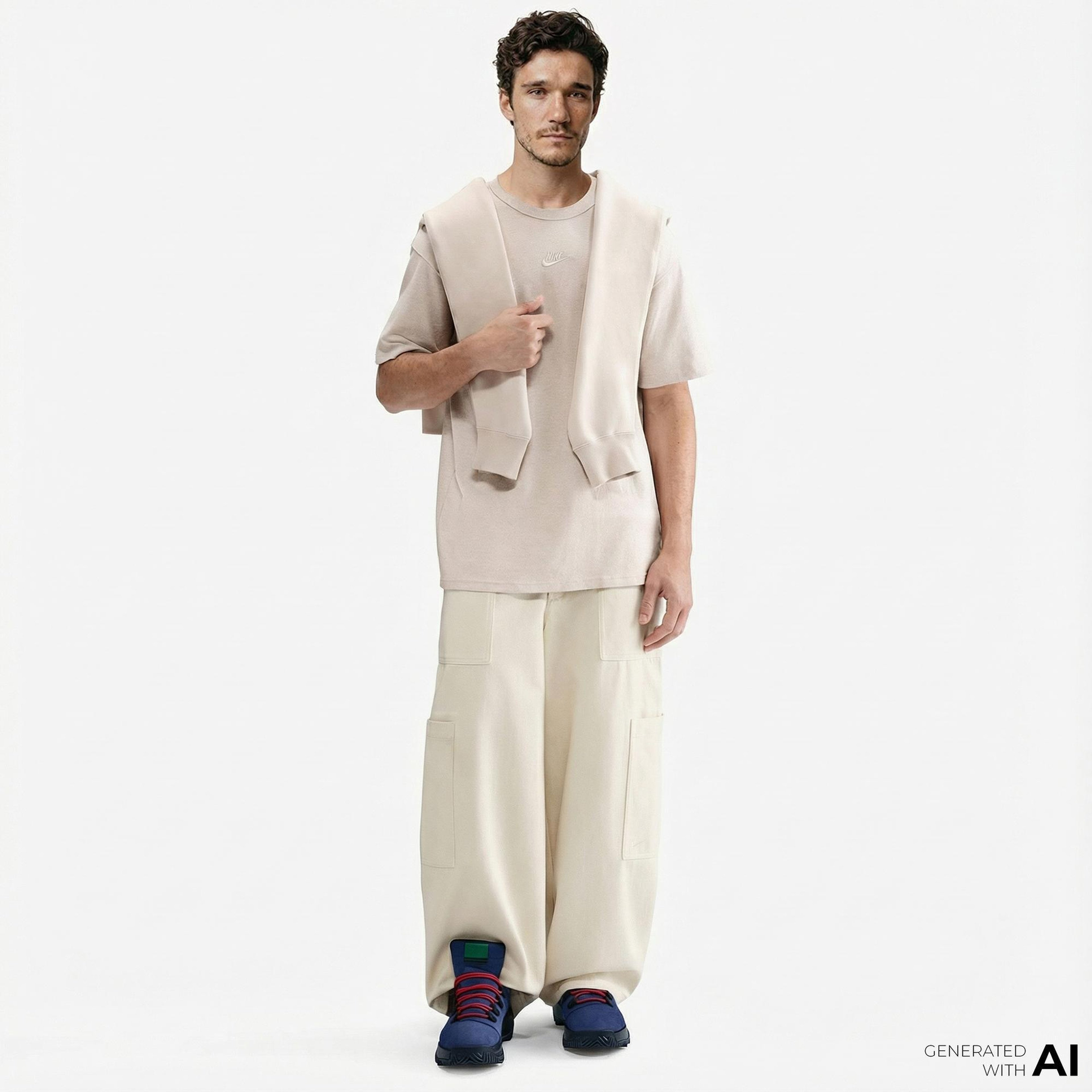 Nike Sportswear Premium Essentials Erkek Krem Rengi T-Shirt