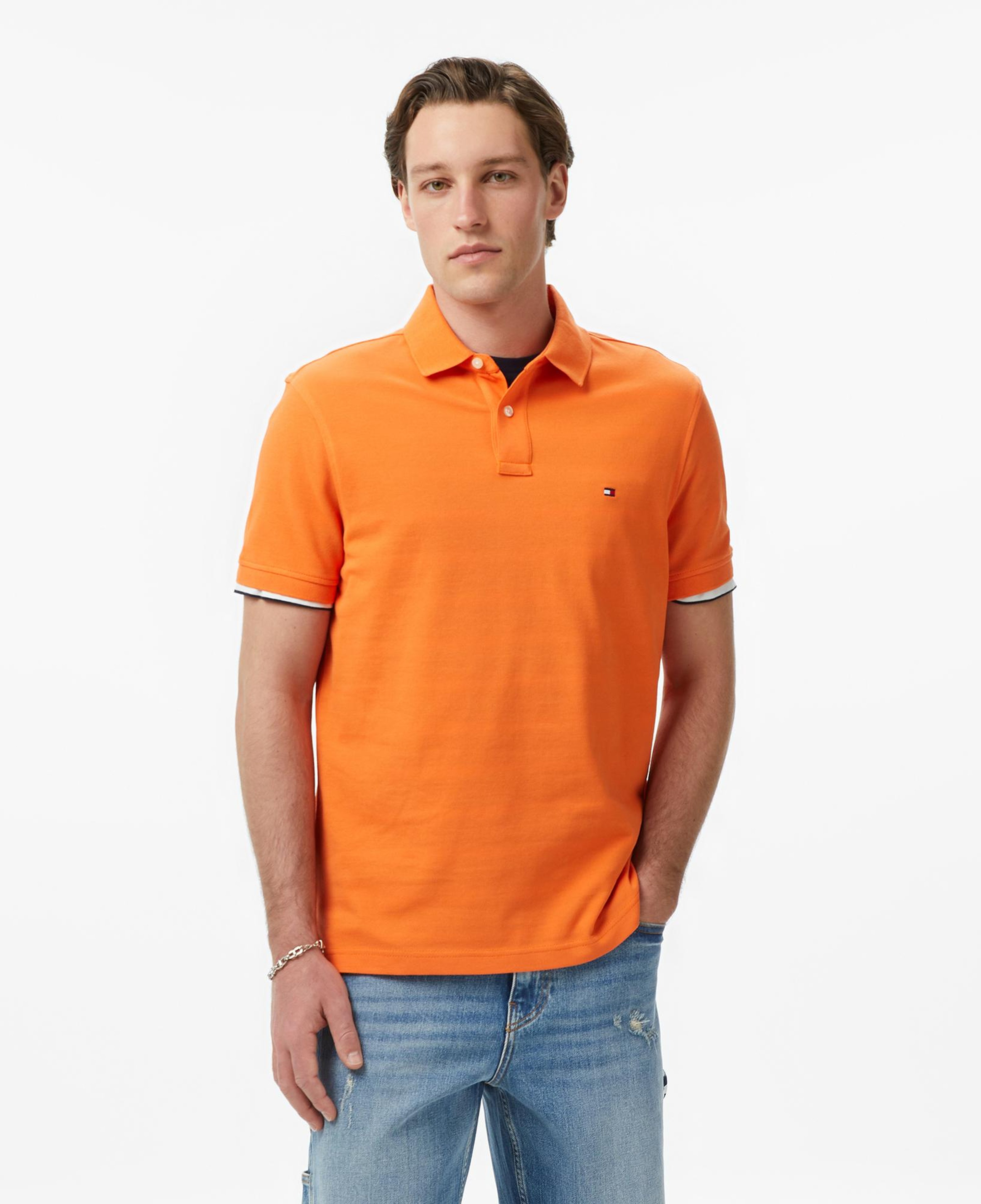 Tommy Hilfiger Nos Erkek Turuncu Polo Yaka T-Shirt
