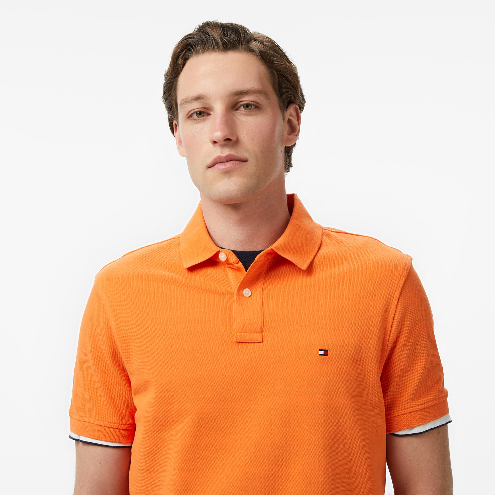 Tommy Hilfiger Nos Erkek Turuncu Polo Yaka T-Shirt