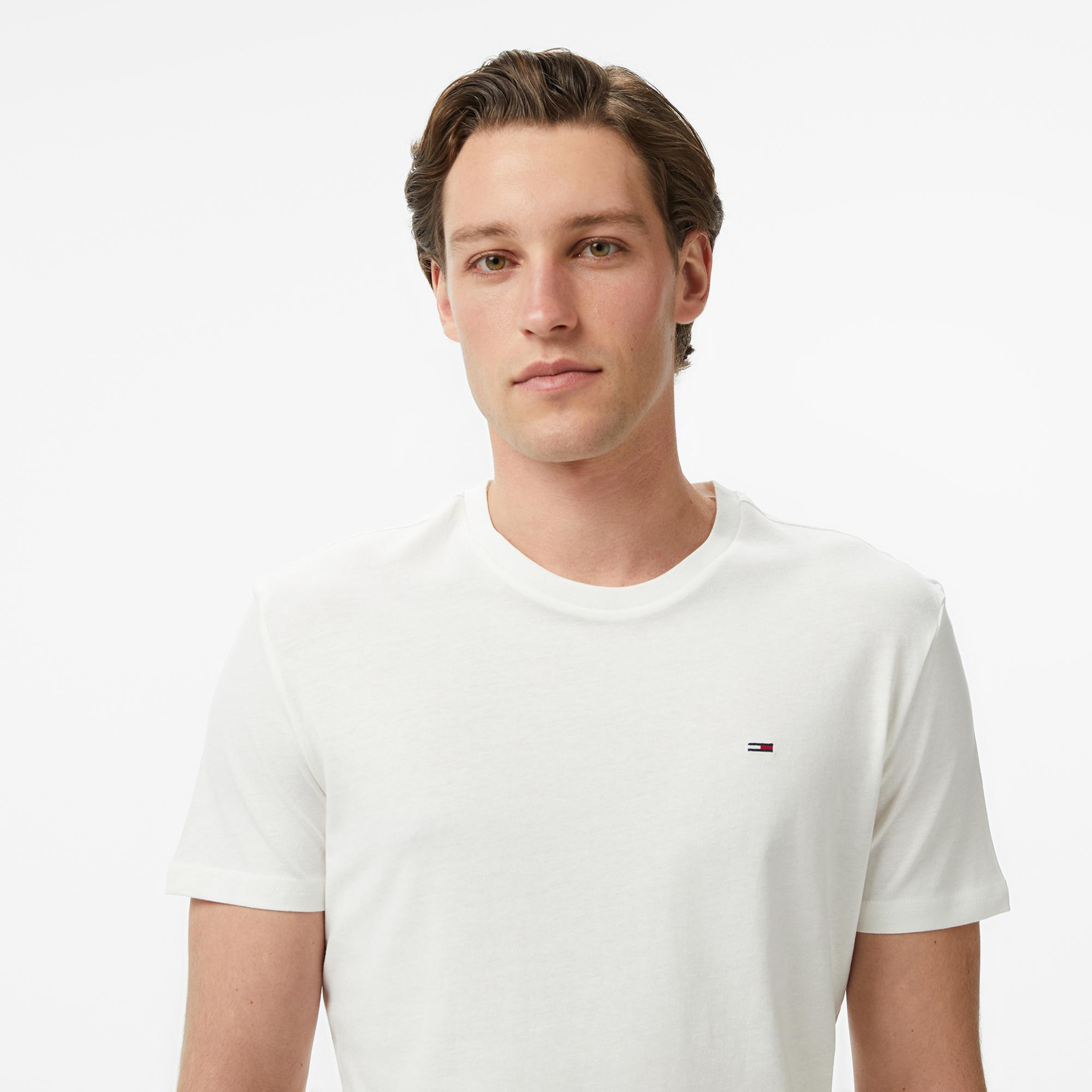 Tommy Hilfiger Classic Flag Erkek Beyaz T-Shirt