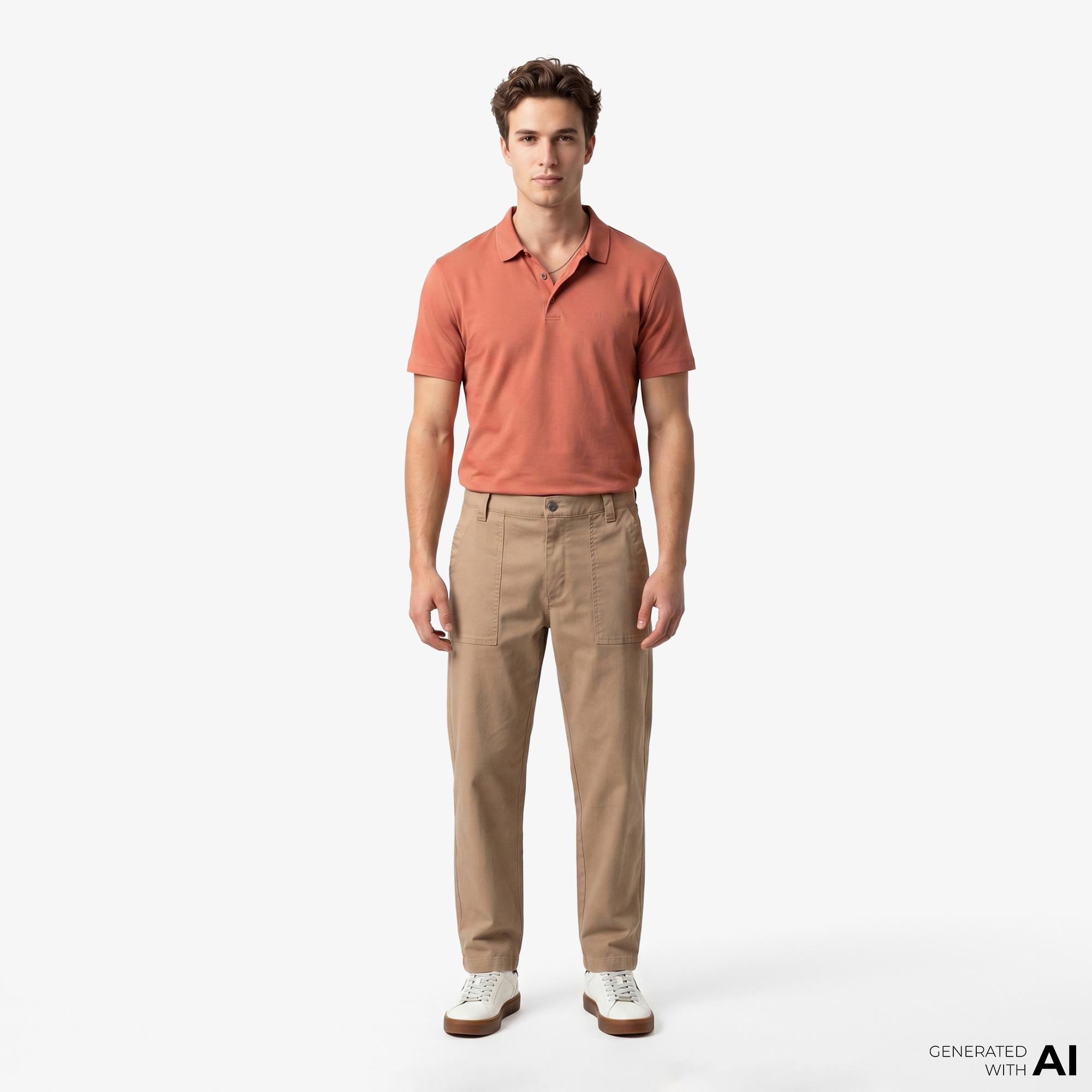 Calvin Klein Supima Chest Emb Erkek Kahverengi Polo