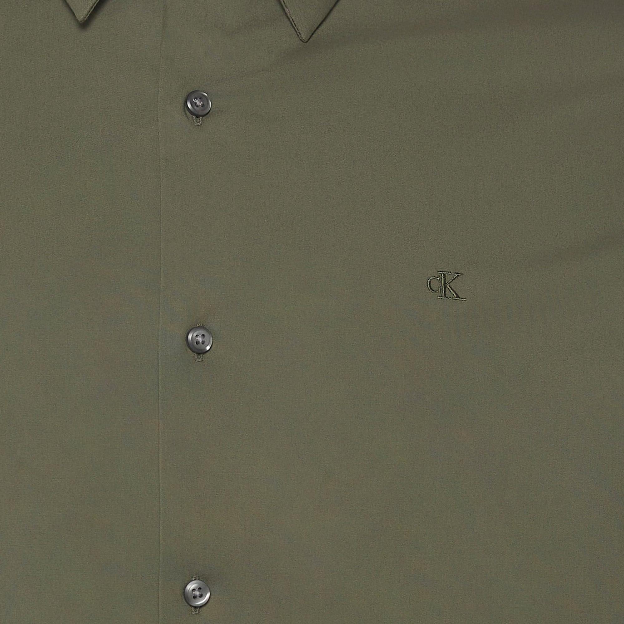 Calvin Klein Solid Stretch Classic Erkek Haki Gömlek
