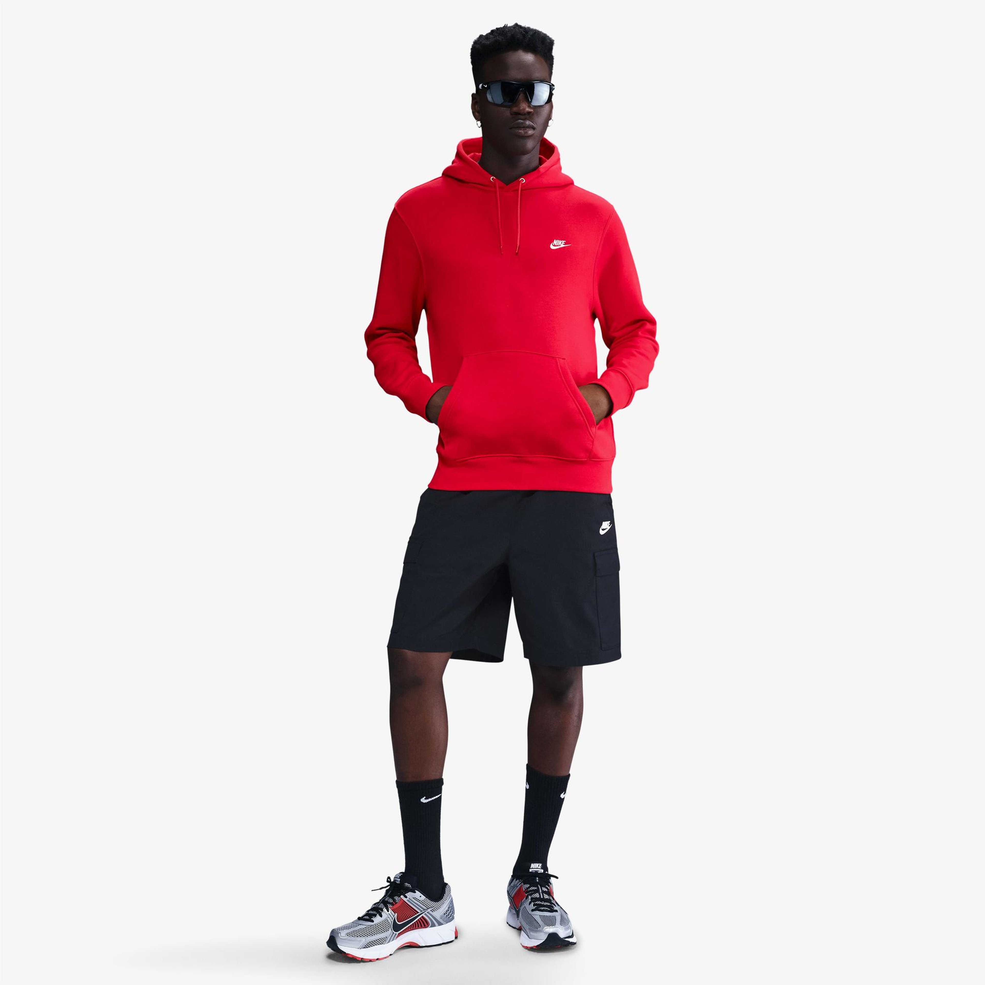 Nike Club Pullover Fleece Erkek Kırmızı Hoodie