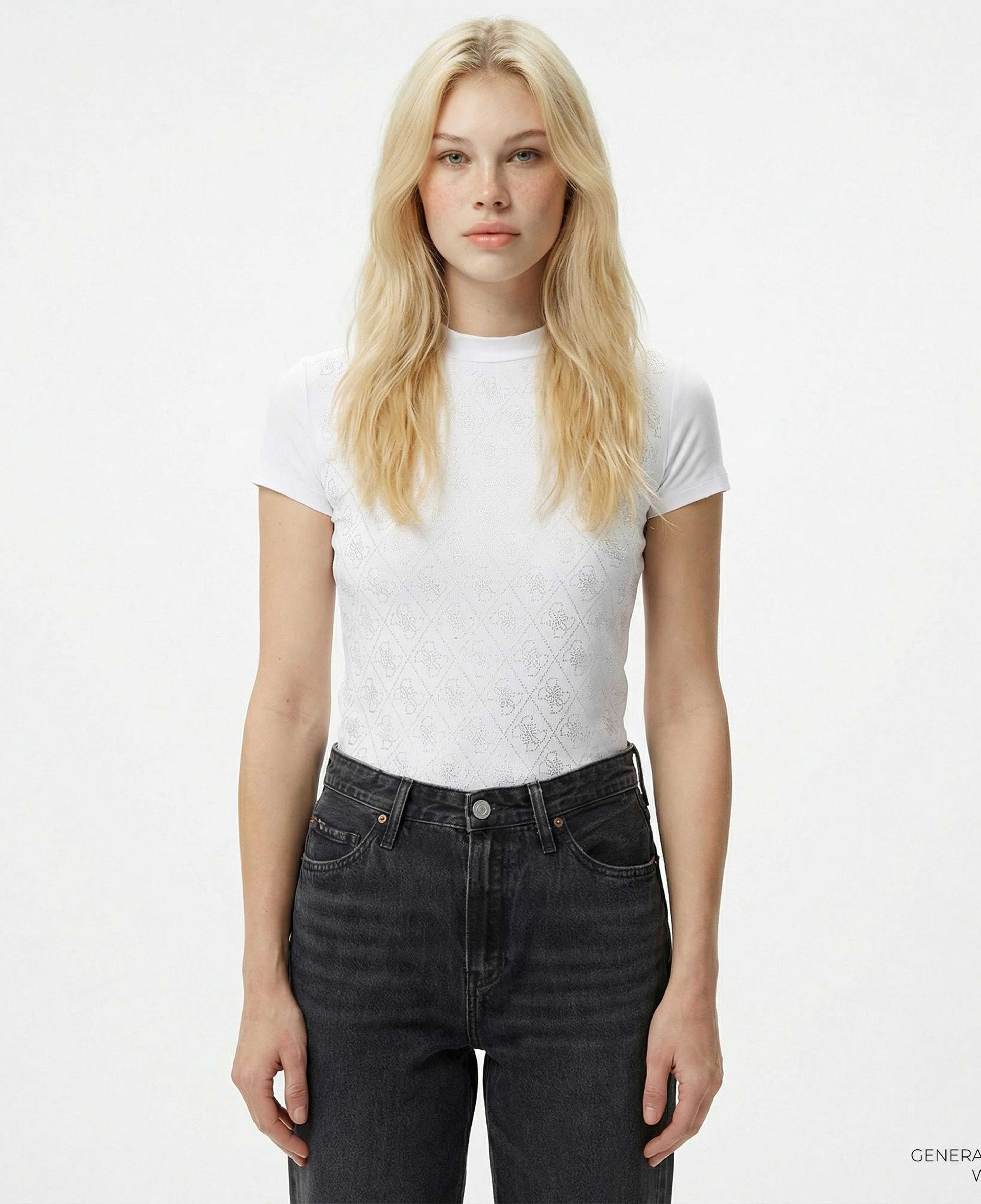 Guess Mock Kadın Beyaz T-Shirt