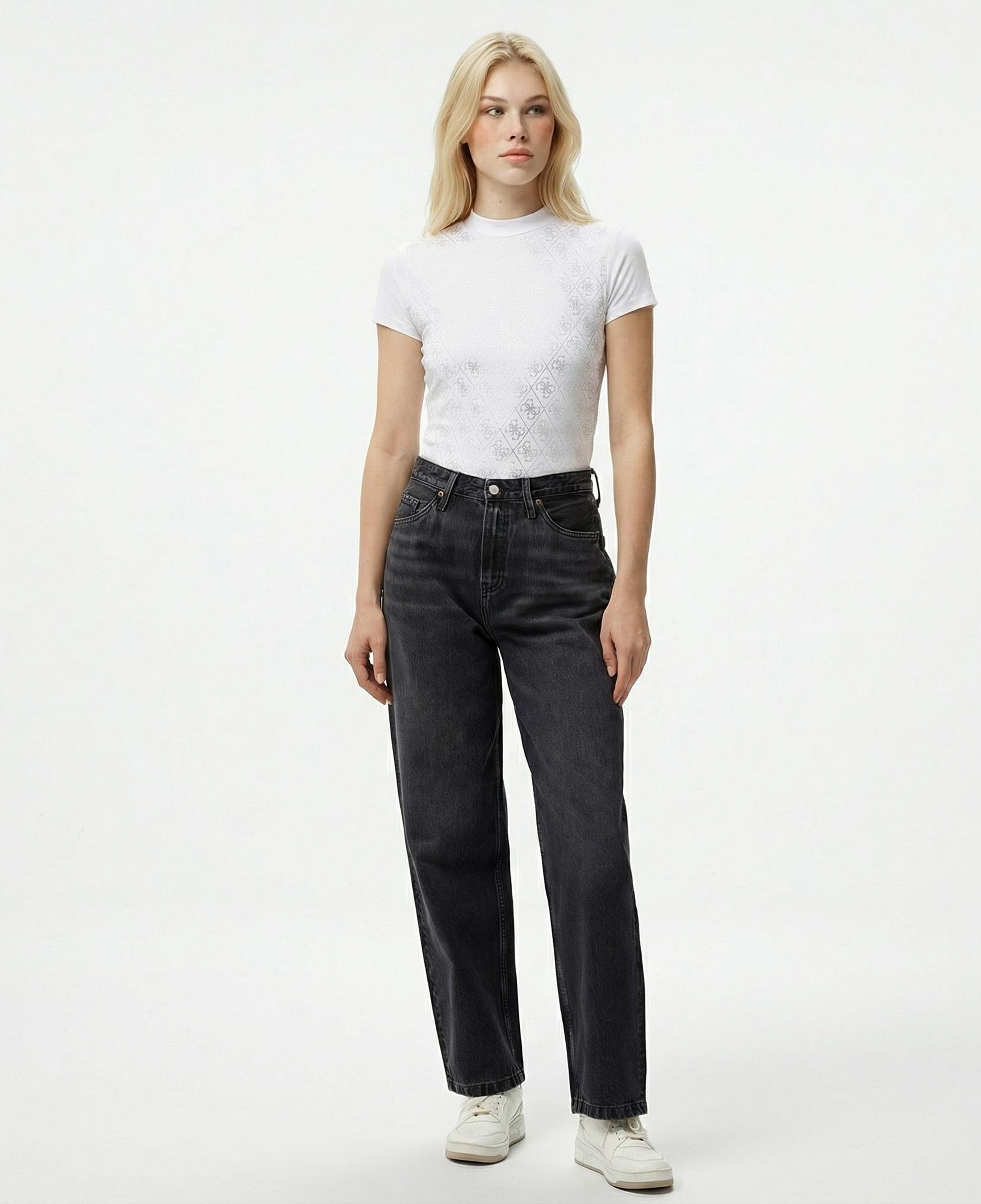 Guess Mock Kadın Beyaz T-Shirt