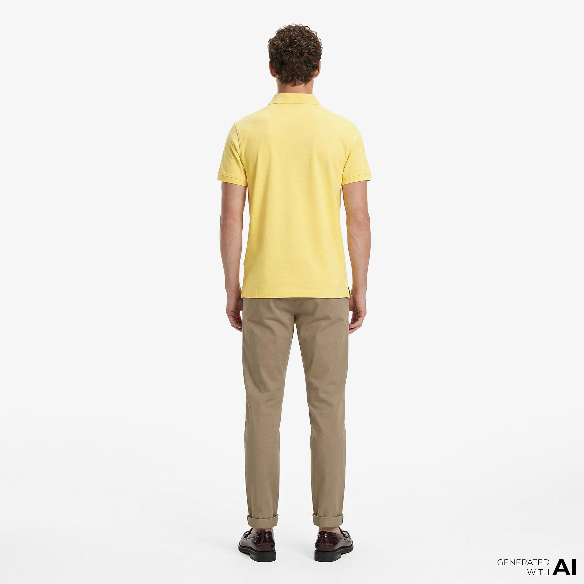 Tommy Hilfiger Core Essentials Erkek Sarı Polo Yaka T-Shirt