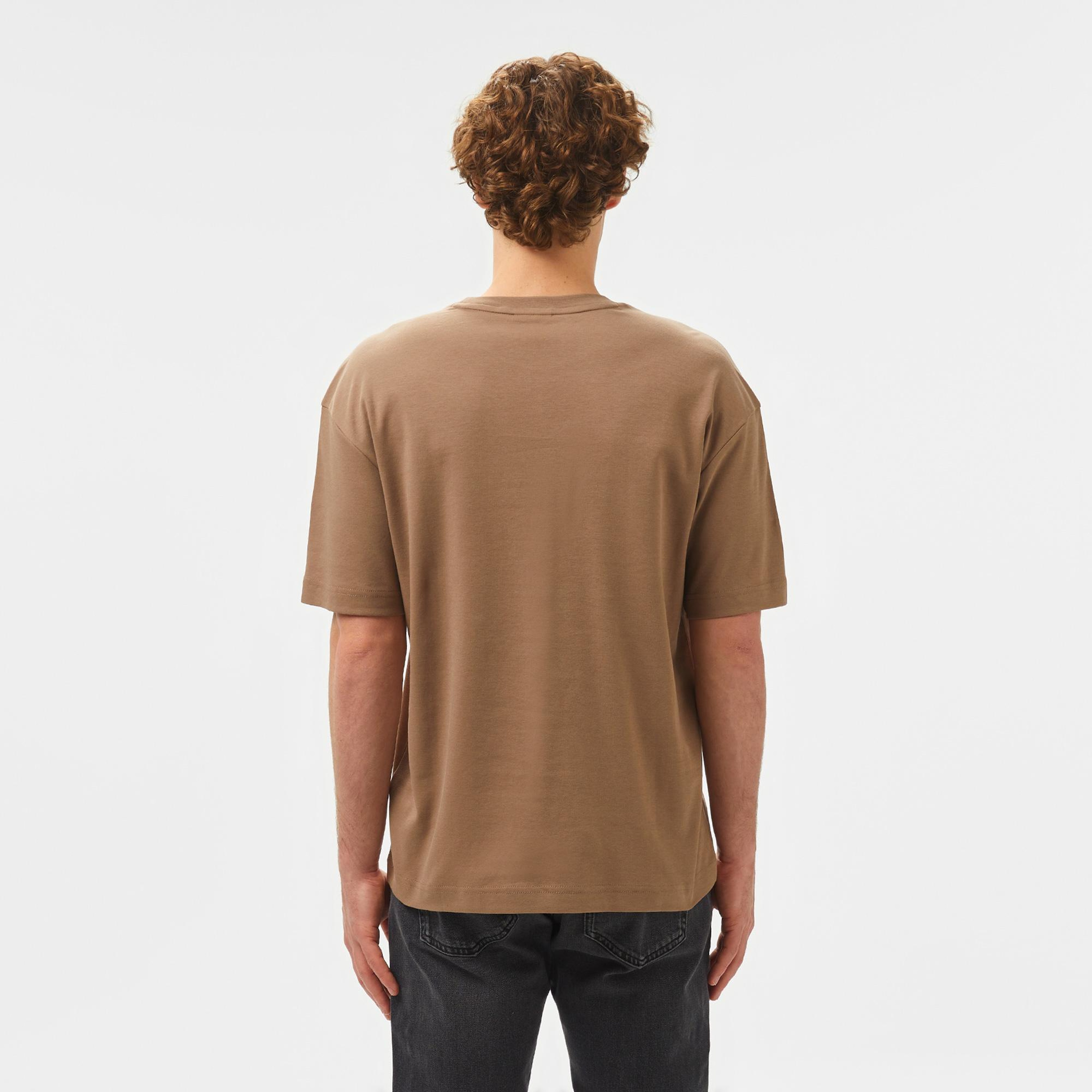 Calvin Klein Nano Logo İnterlo Erkek Kahverengi T-Shirt