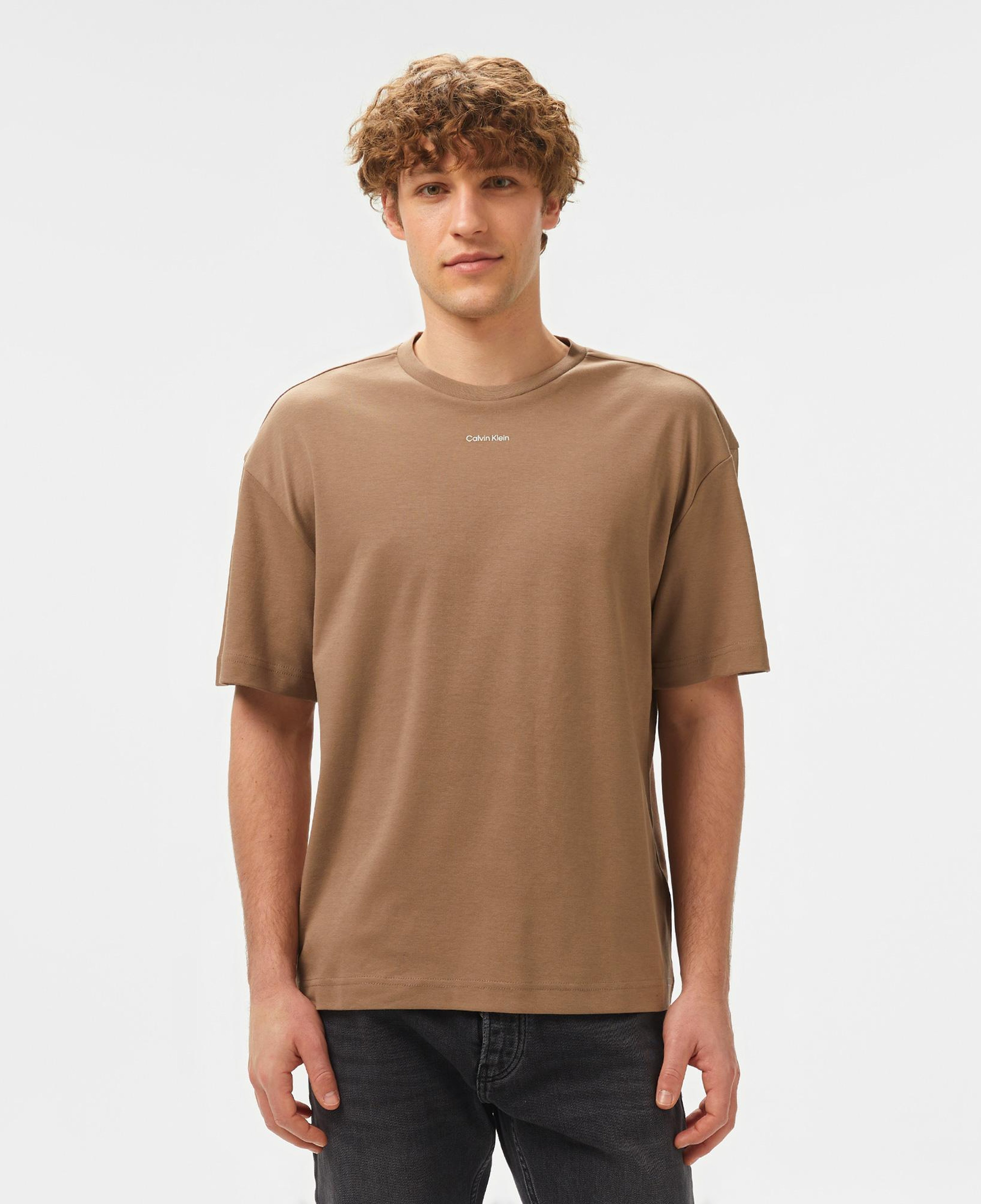 Calvin Klein Nano Logo İnterlo Erkek Kahverengi T-Shirt