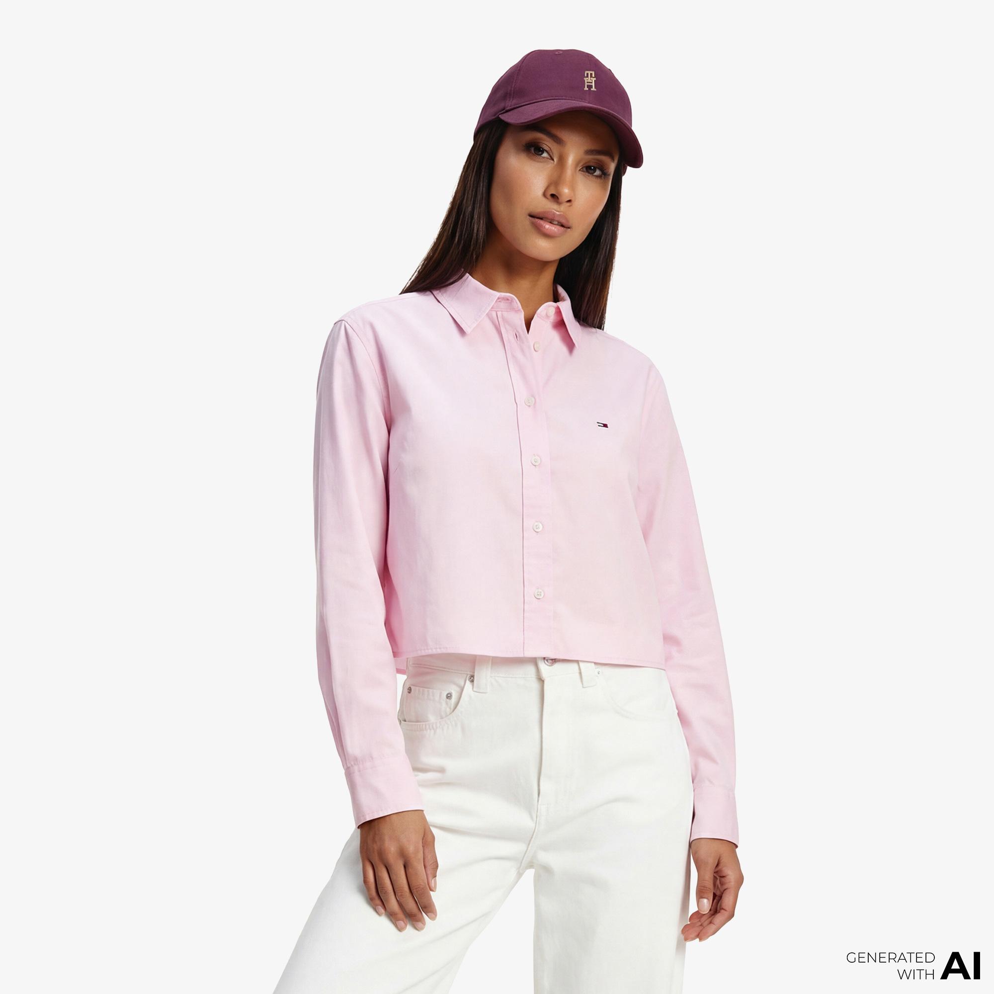 Tommy Hilfiger Denim Essentials Kadın Pembe Gömlek