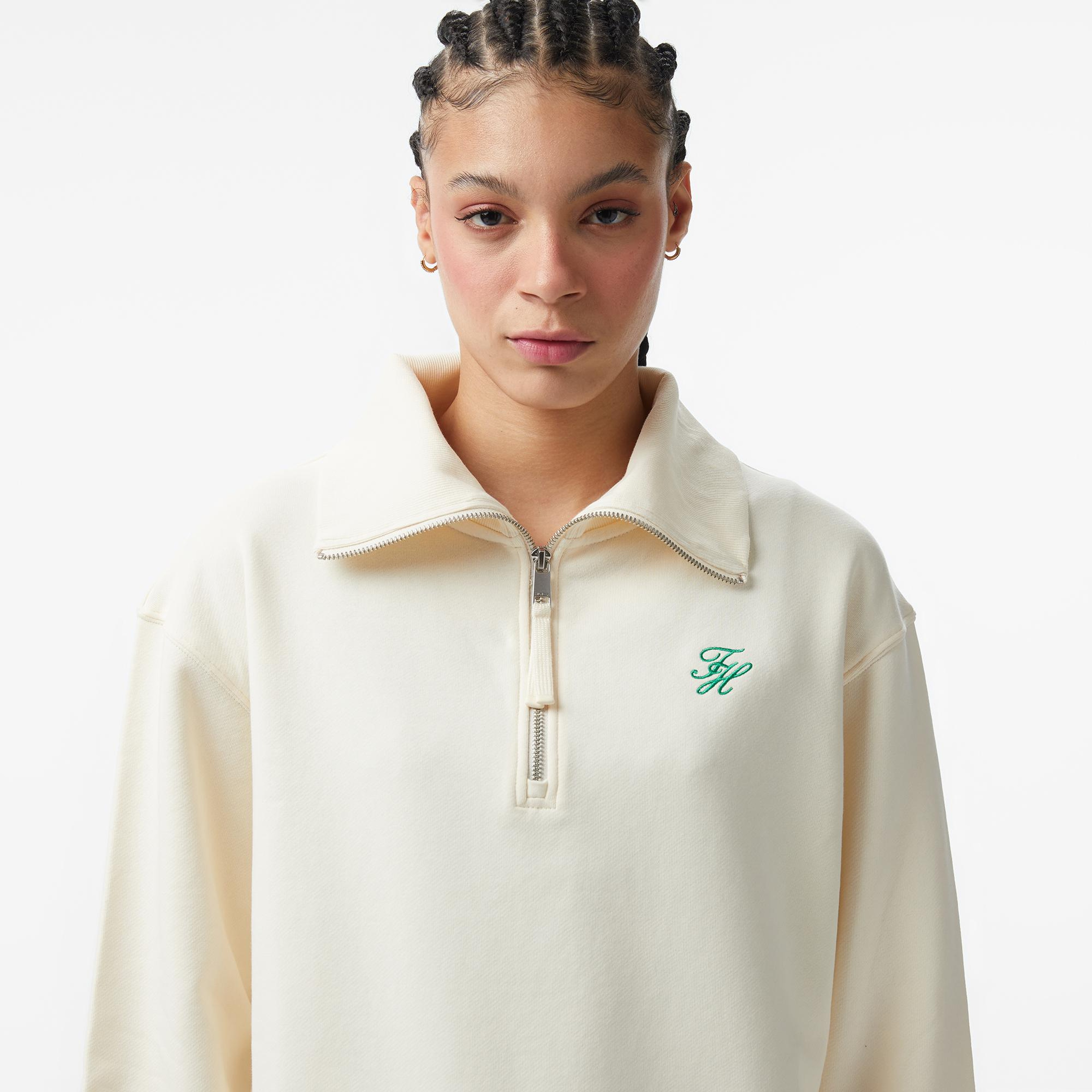 Tommy Hilfiger Script Kadın Bej Sweatshirt