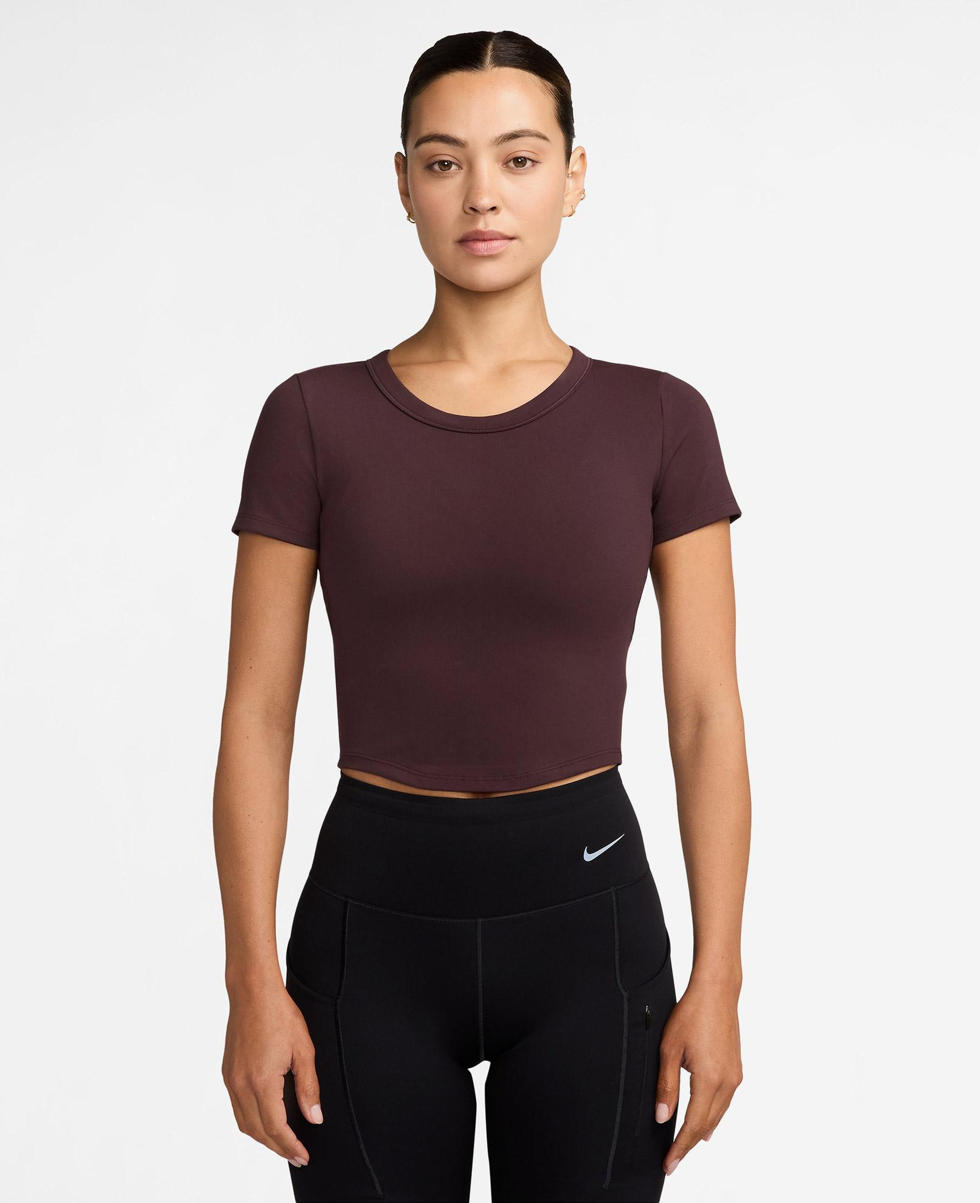 Nike One Fitted Dri-Fit Kadın Bordo Crop T-Shirt