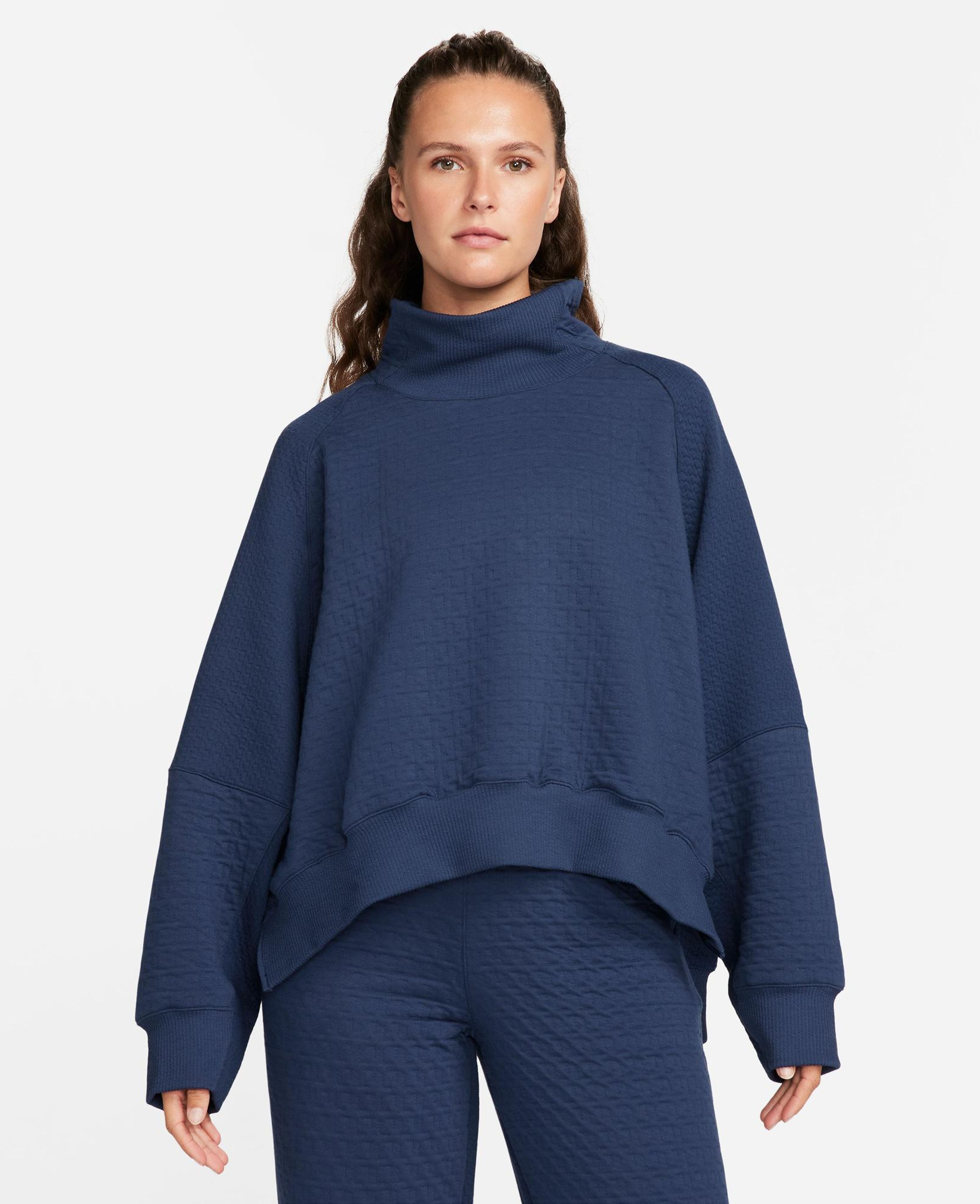Nike Yoga Therma-Fit Fleece Kadın Lacivert Sweatshirt