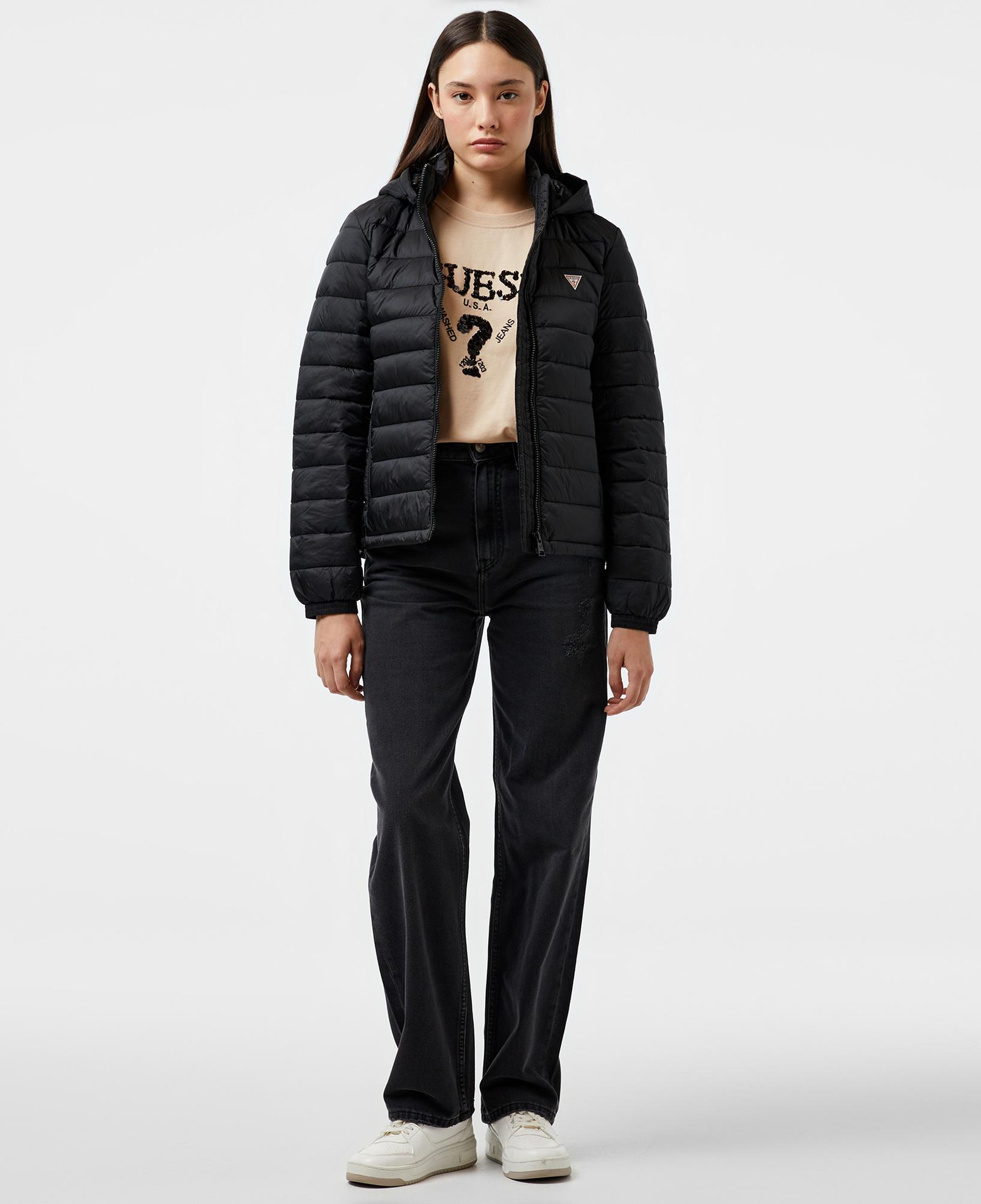 Guess Hooded PufferKadın Siyah Mont