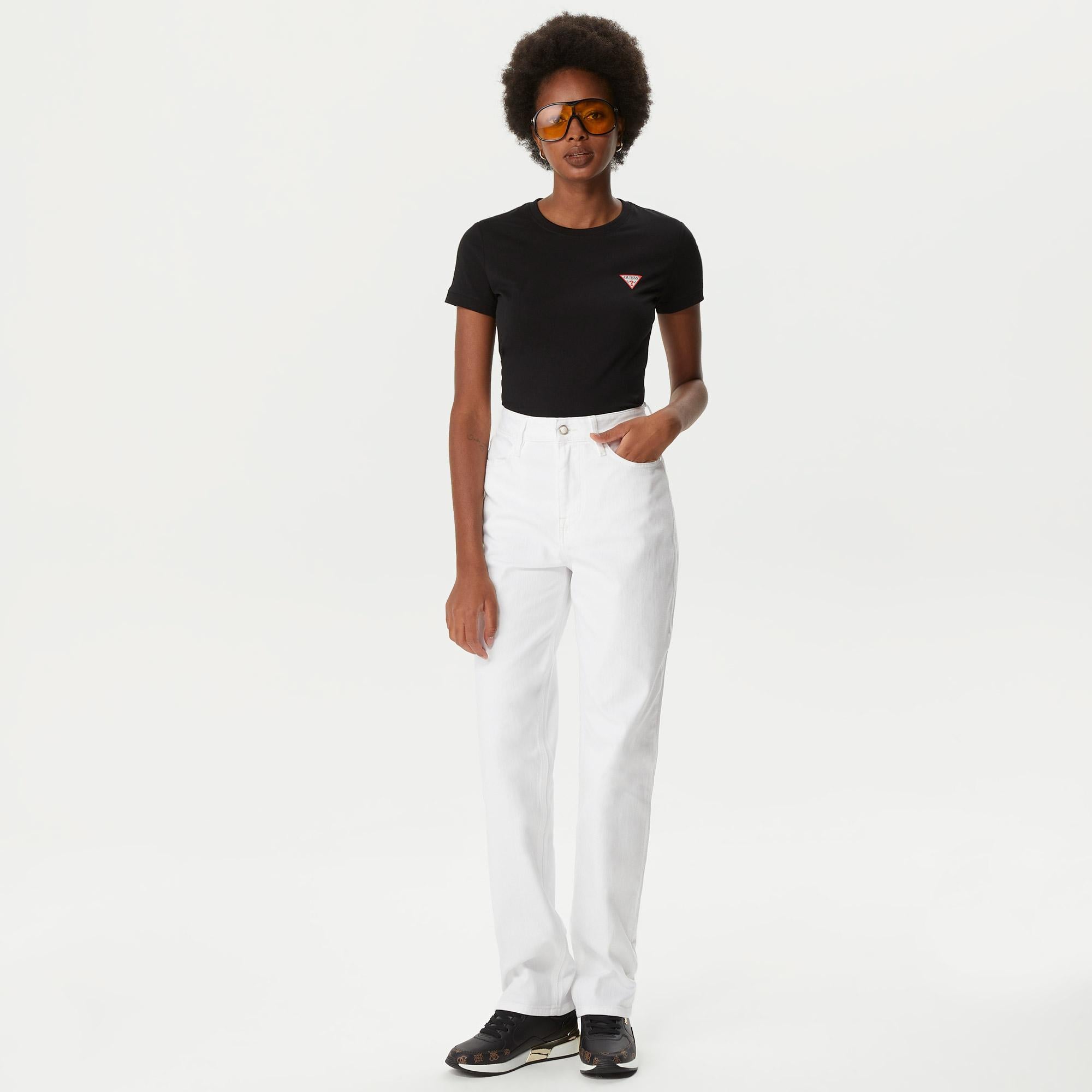 Guess Mini Triangle Kadın Siyah T-Shirt