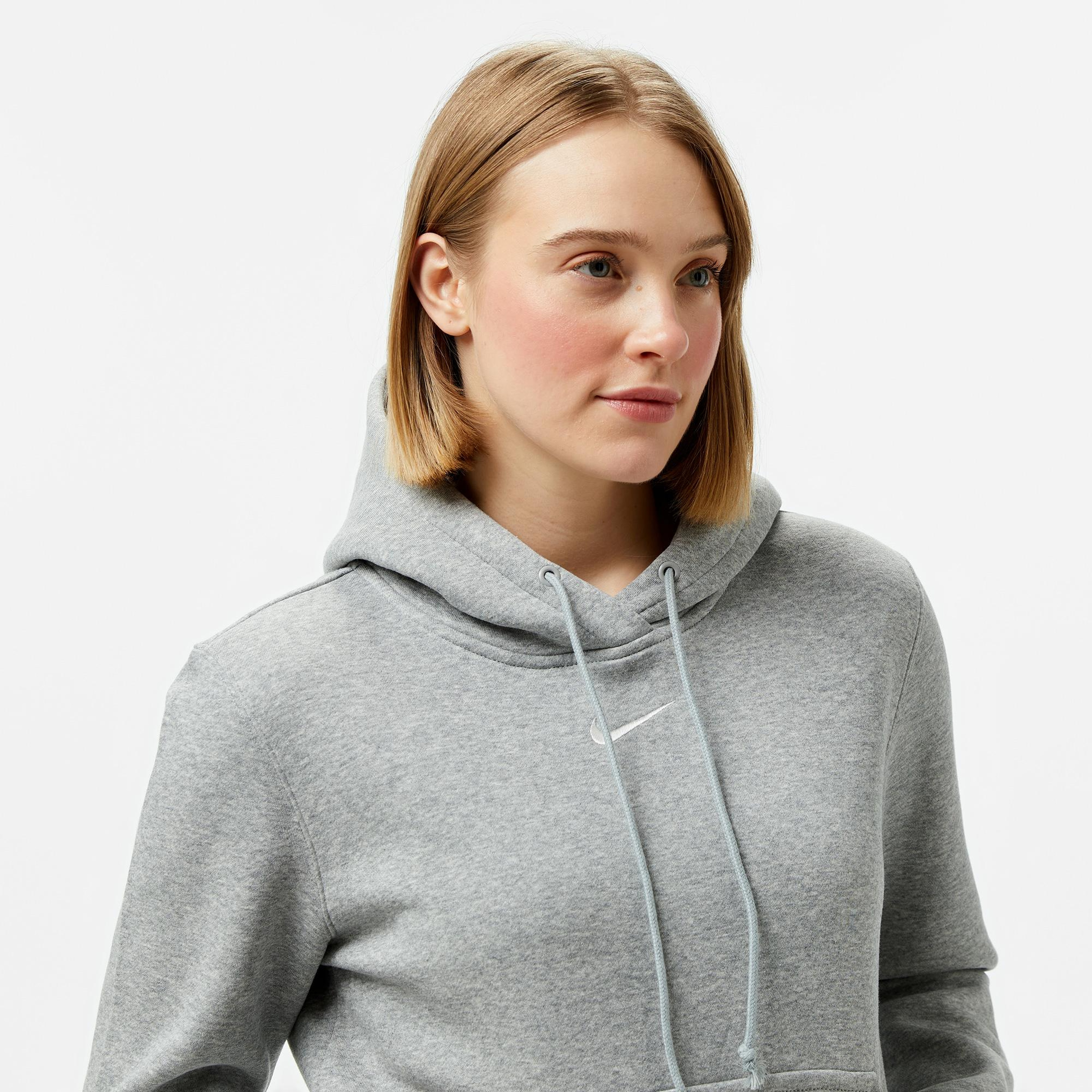 Nike Sportswear Phoenix Fleece Kadın Gri Kapüşonlu Hoodie