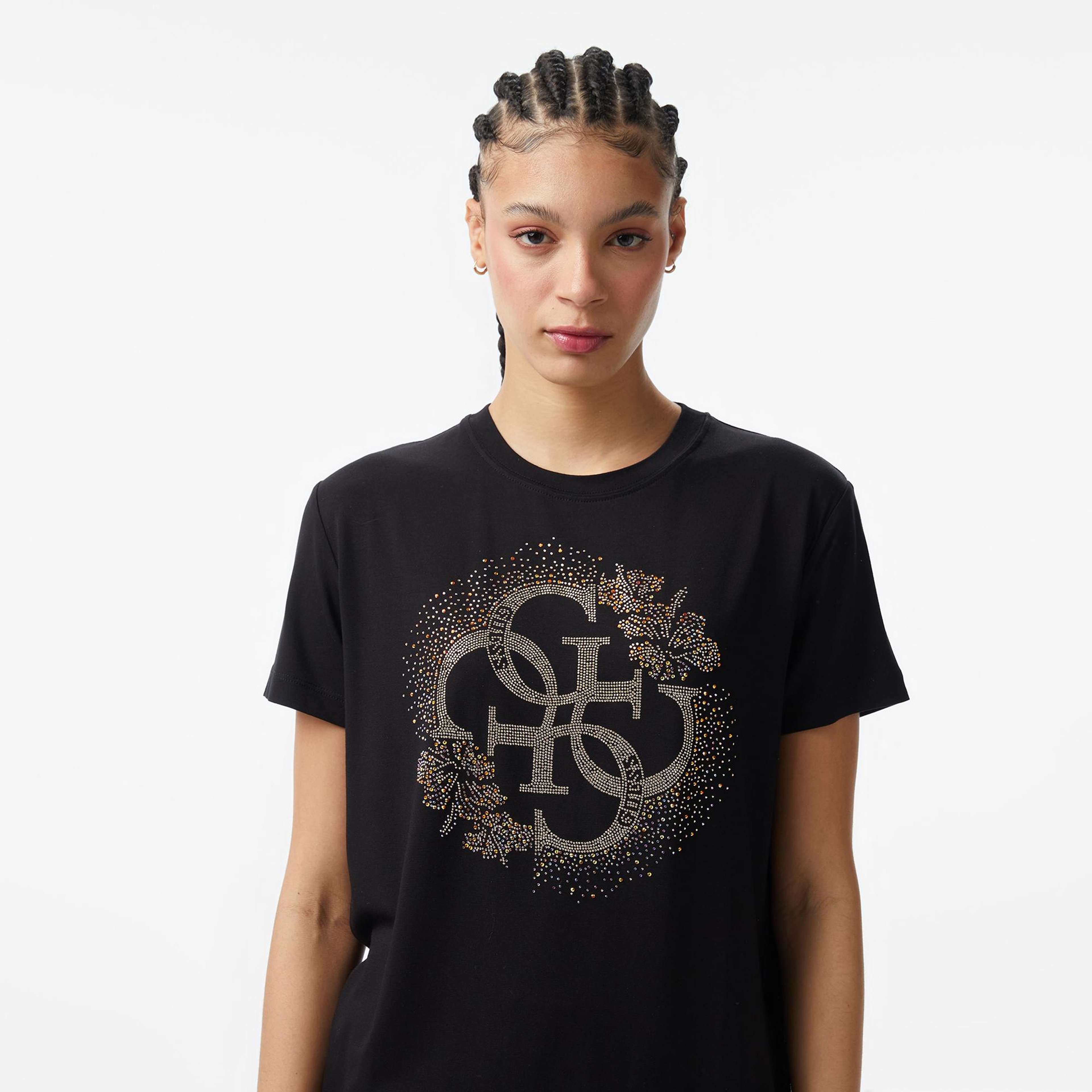 Guess Corinne Boxy Fit Kadın Bej T-Shirt