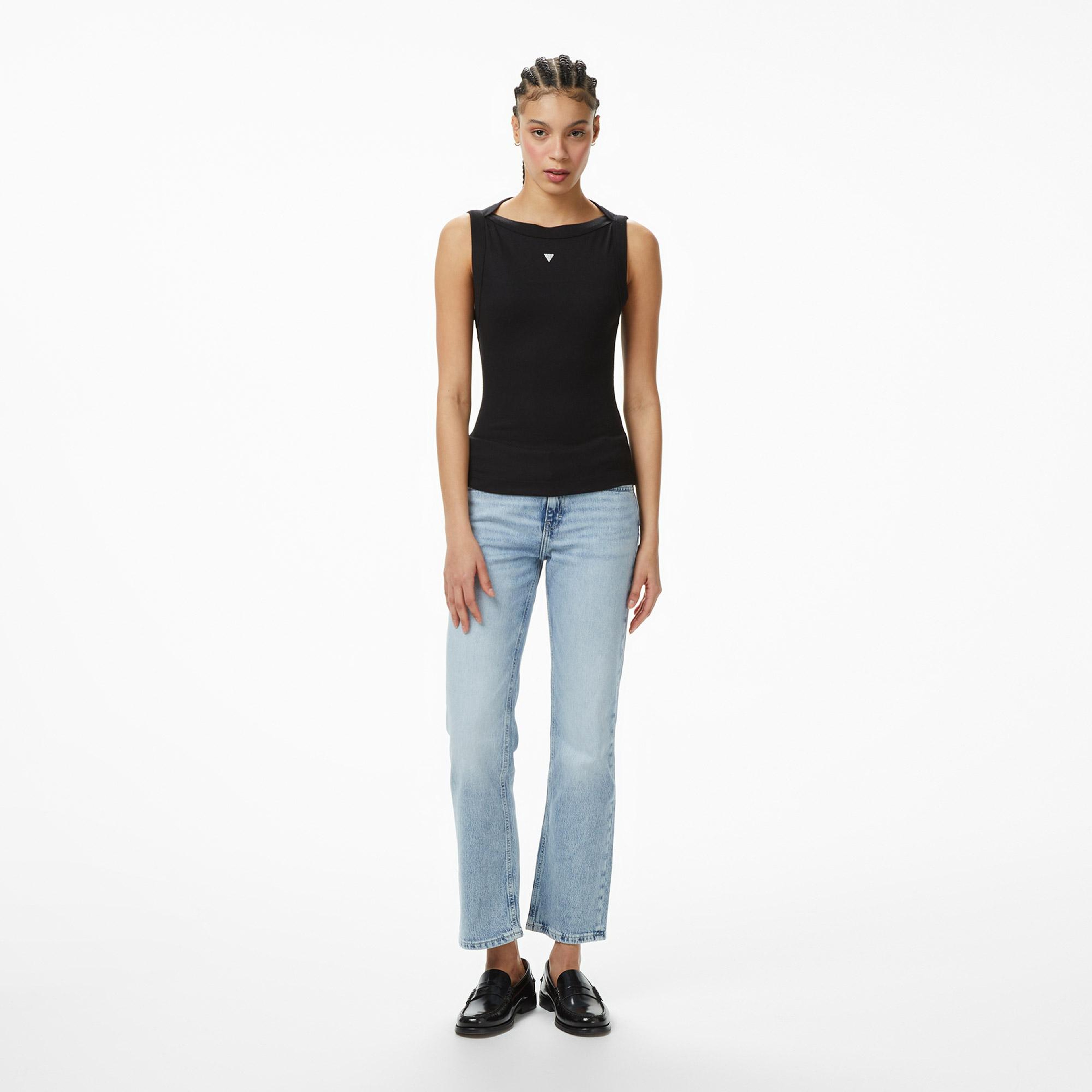 Guess Tina Ipek Karışımlı Kadın Siyah T-Shirt