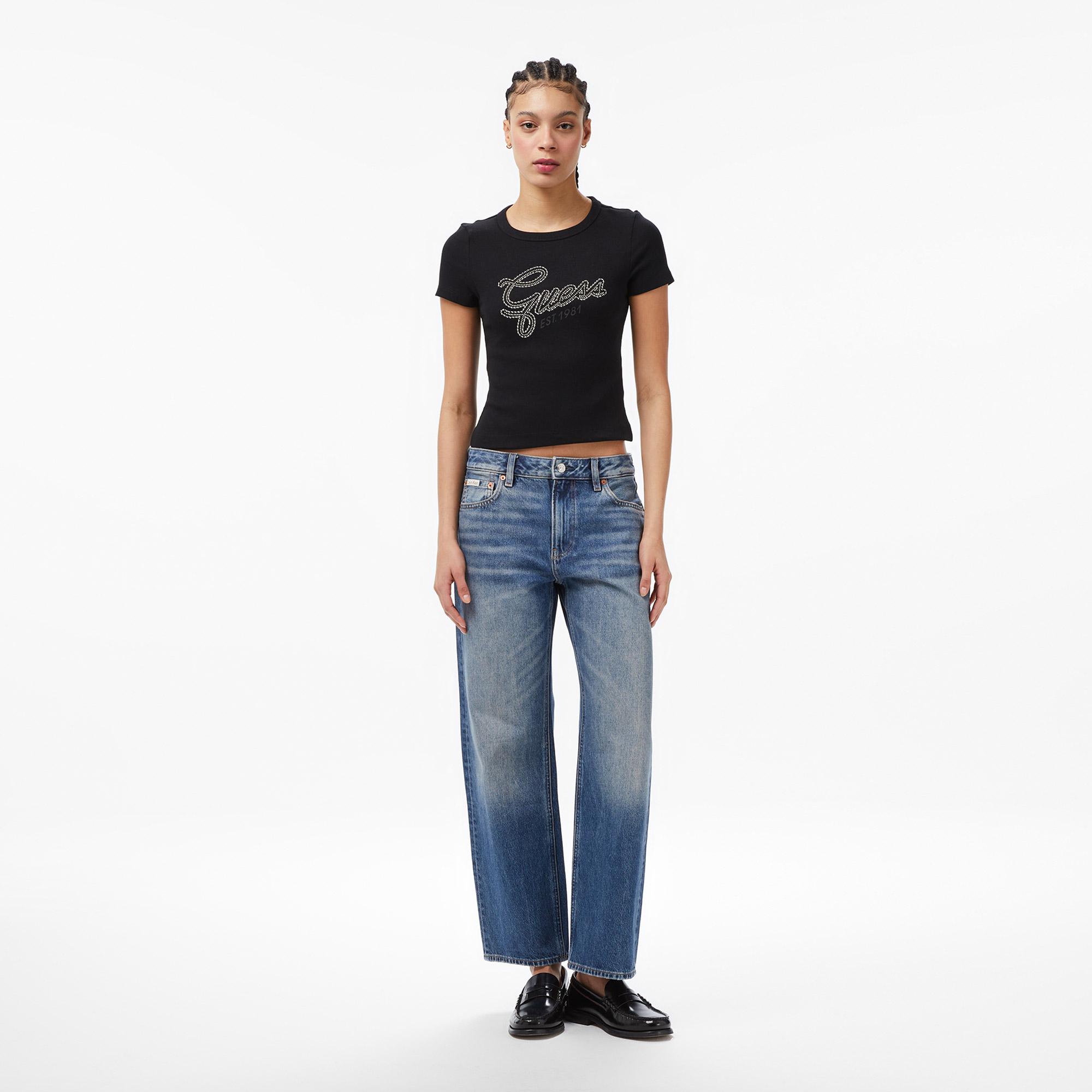 Guess Studs Slim Fit Kadın Siyah T-Shirt