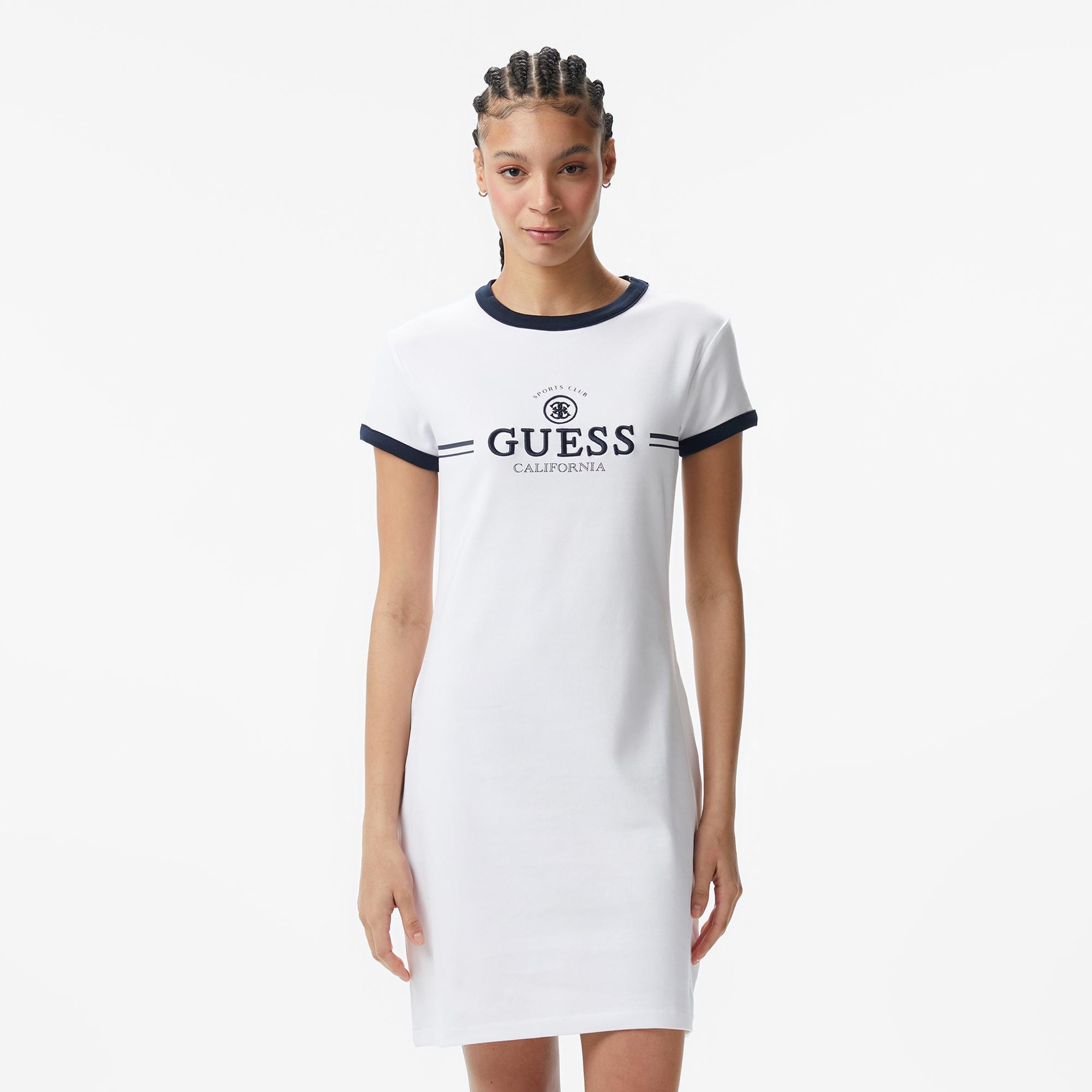 Guess Mila Aktif Straplez Kadın Beyaz Elbise