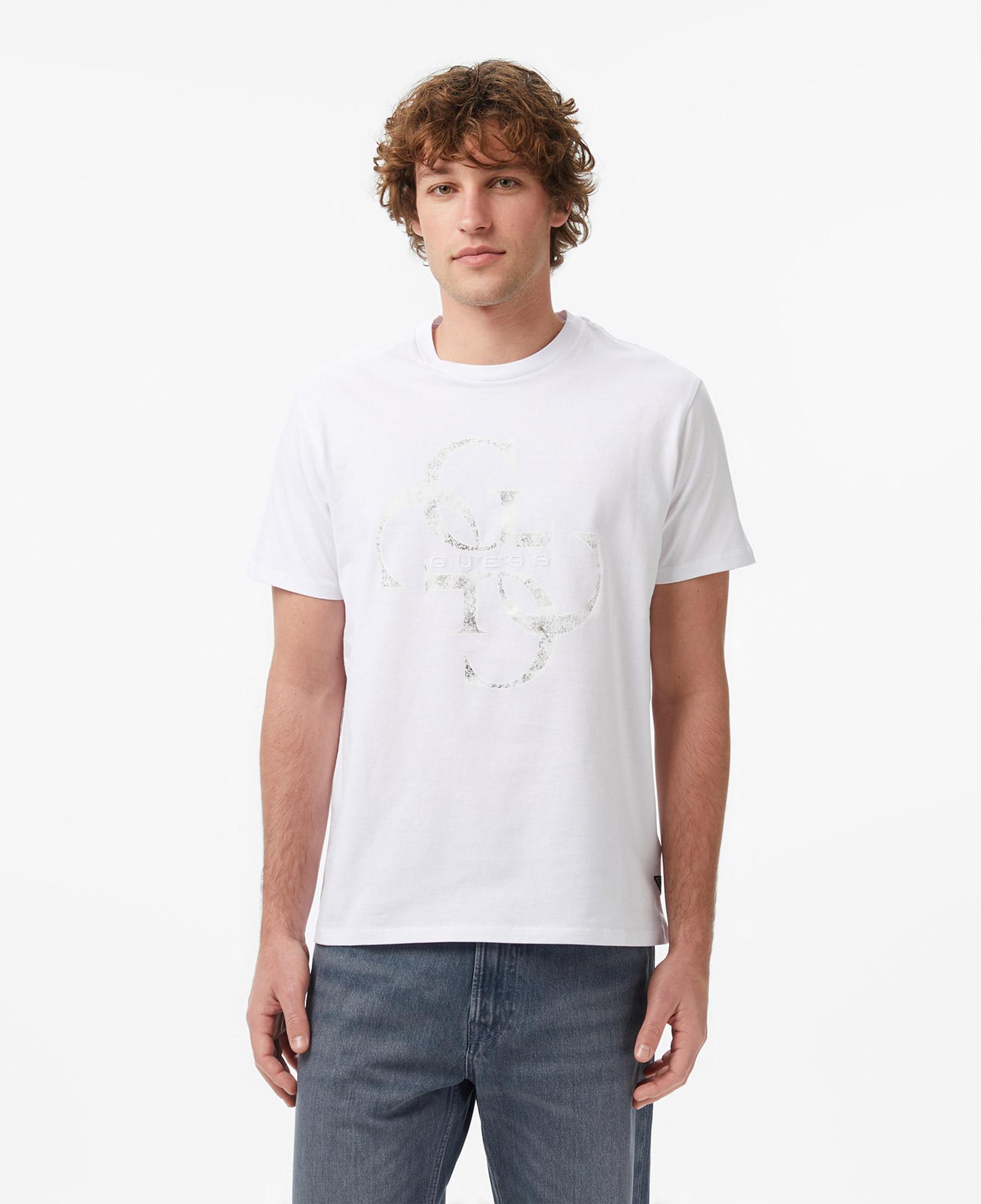 Guess Shimmer Regular Fit Erkek Beyaz T-Shirt