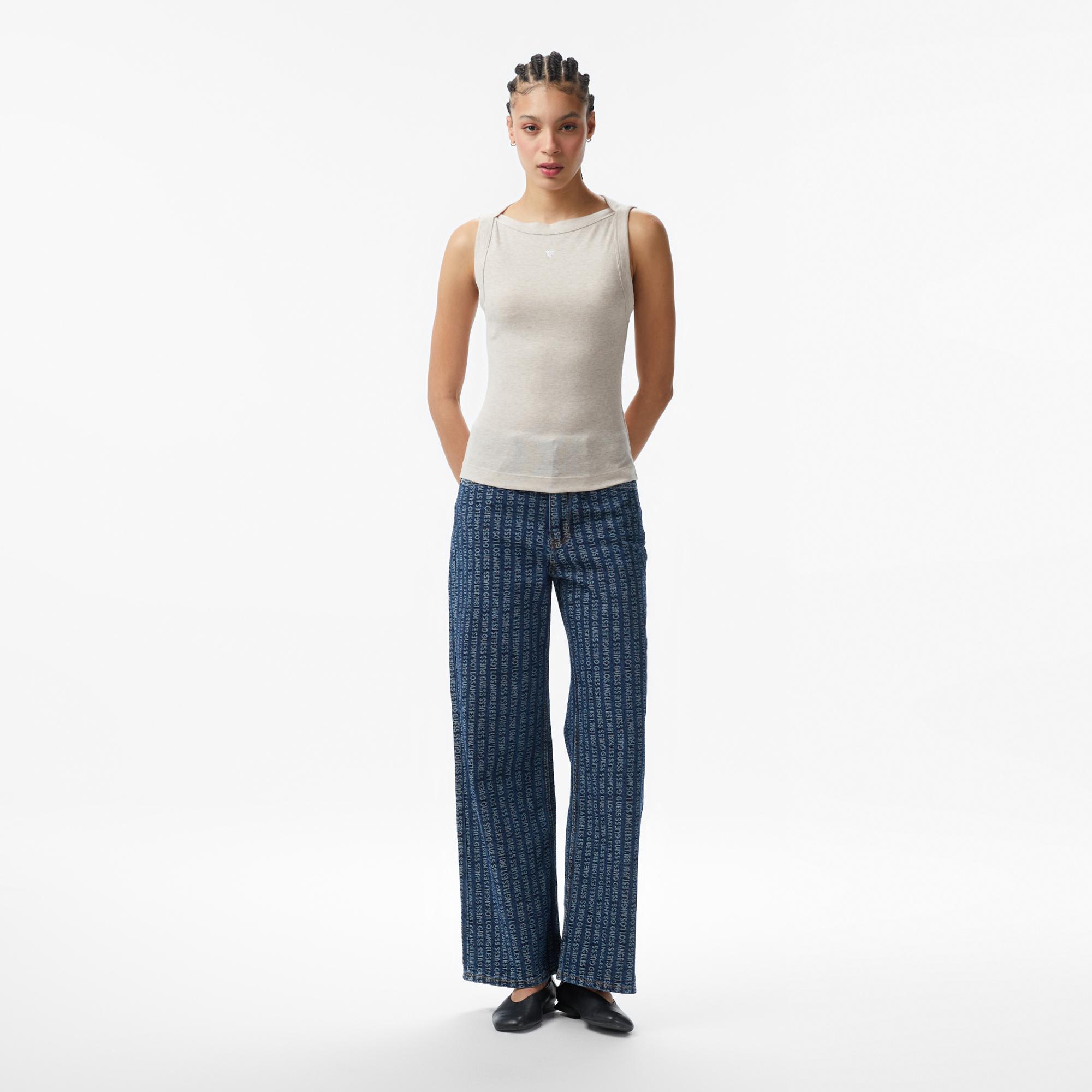 Guess Tina Ipek Karışımlı Kadın Mavi T-Shirt
