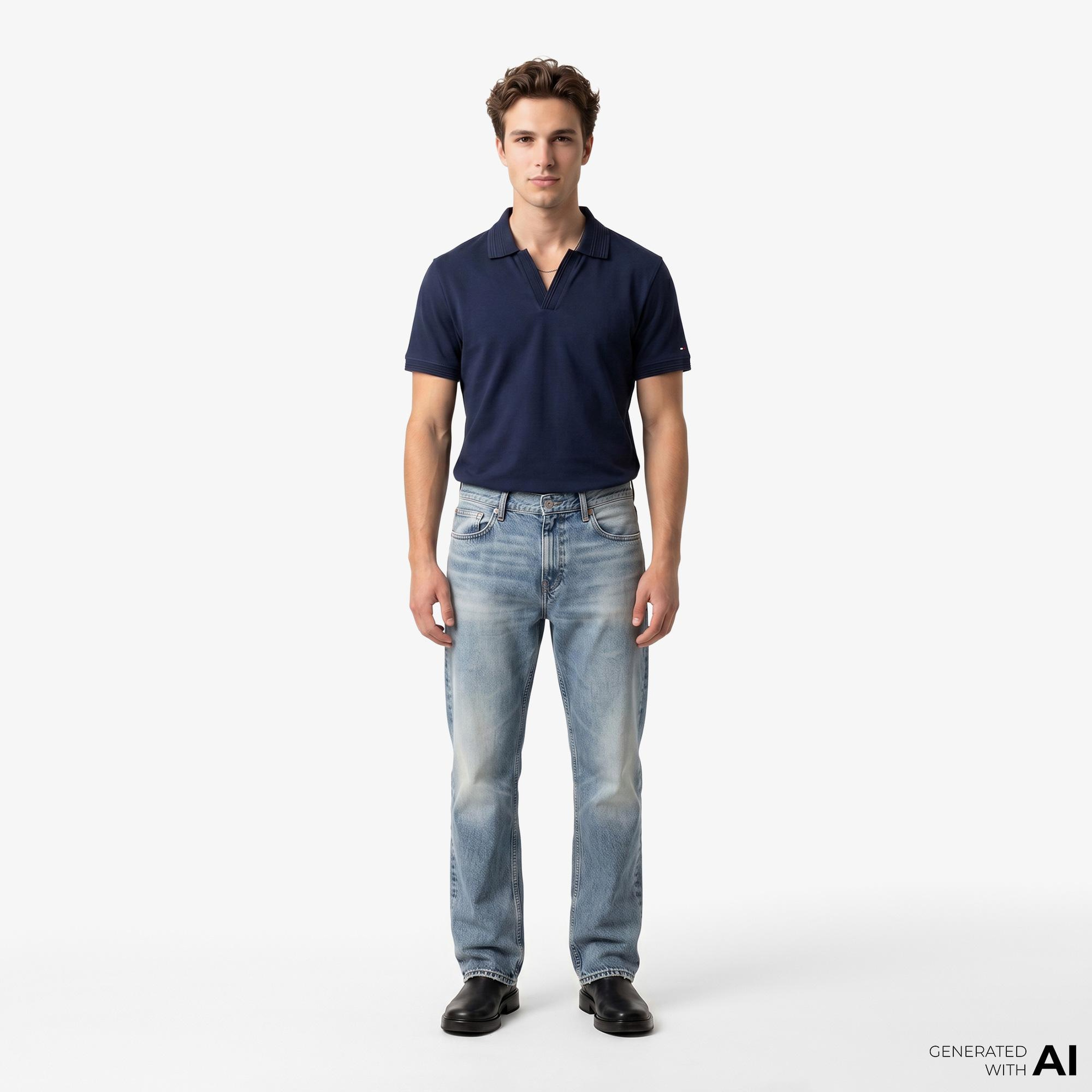 Tommy Hilfiger Erkek Lacivert Polo Yaka T-Shirt