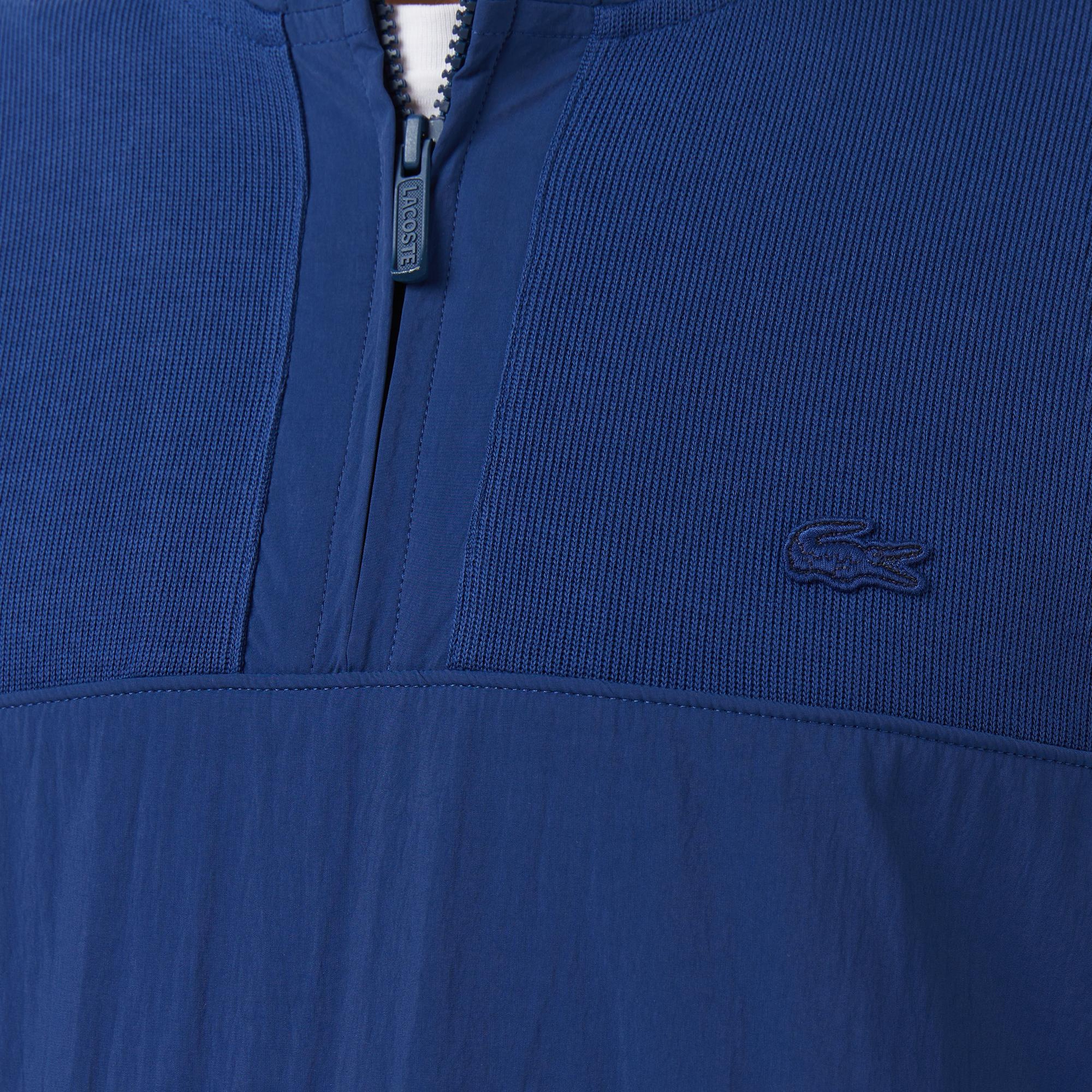 Lacoste Erkek Yarım Fermuarlı Renk Bloklu Lacivert Sweatshirt