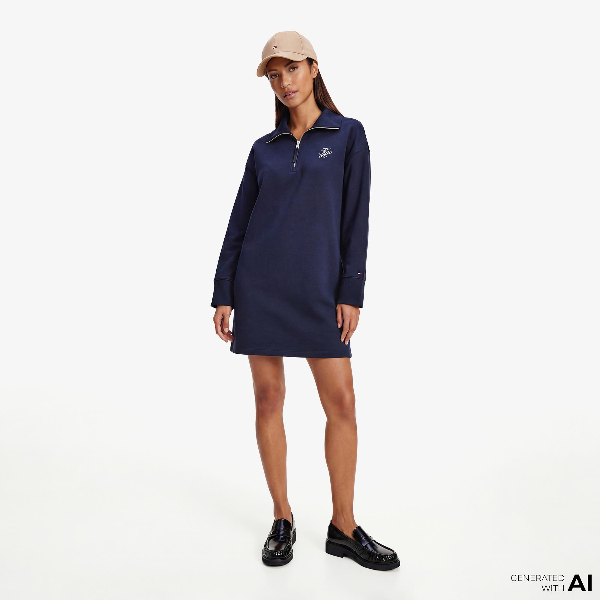 Tommy Hilfiger Script Kadın Lacivert Elbise