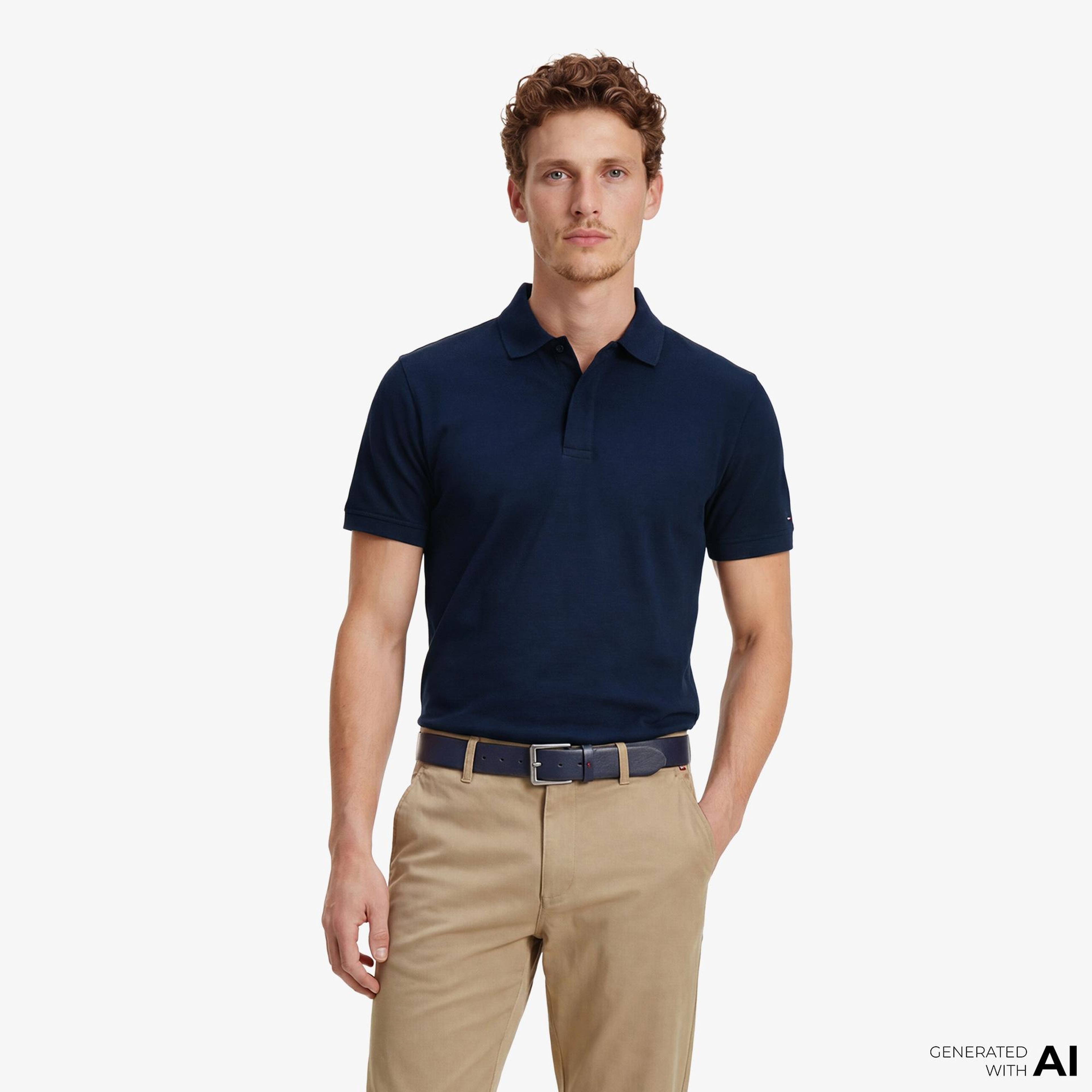 Tommy Hilfiger Elevated Essentials Erkek Lacivert Polo Yaka T-Shirt