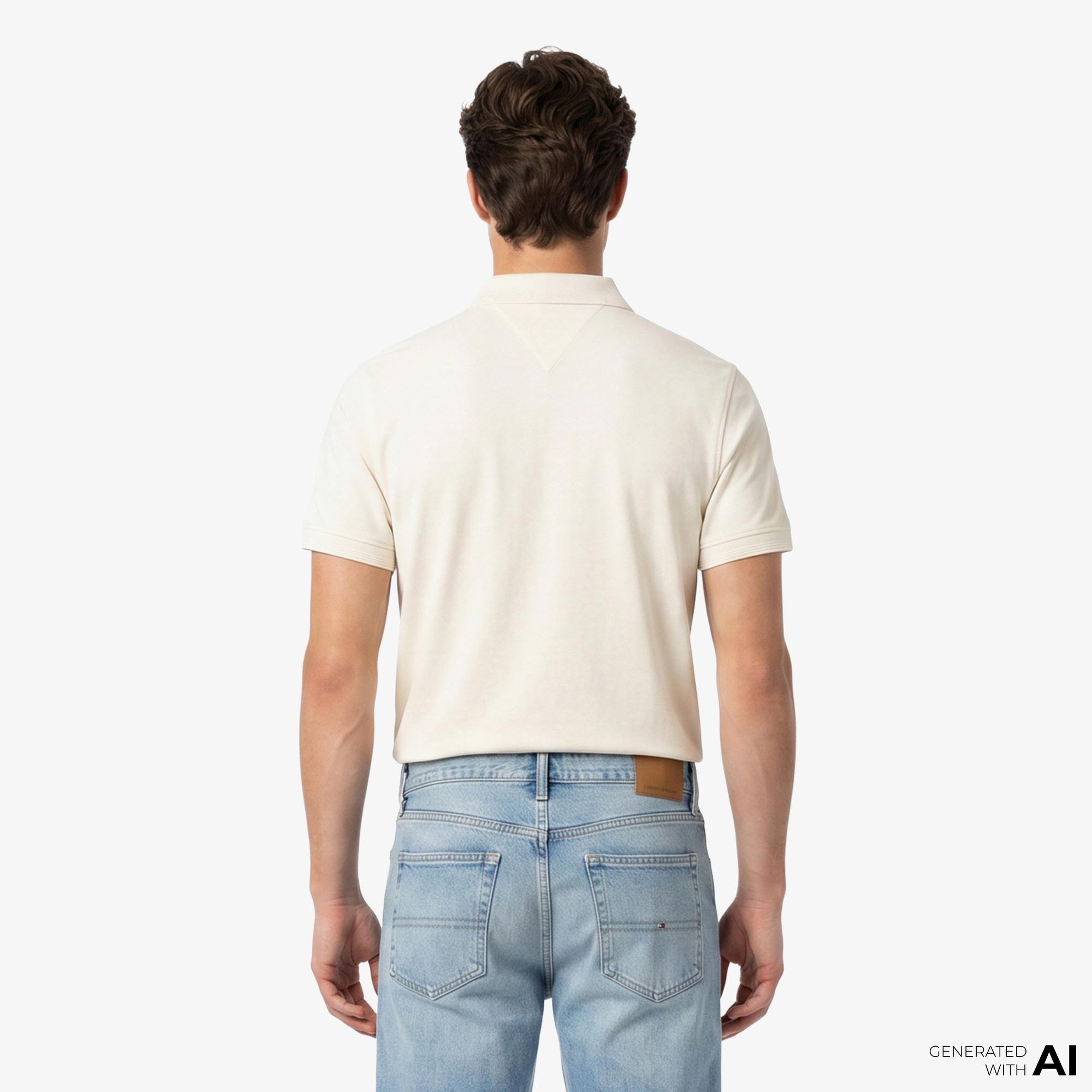 Tommy Hilfiger Erkek Krem Rengi Polo Yaka T-Shirt