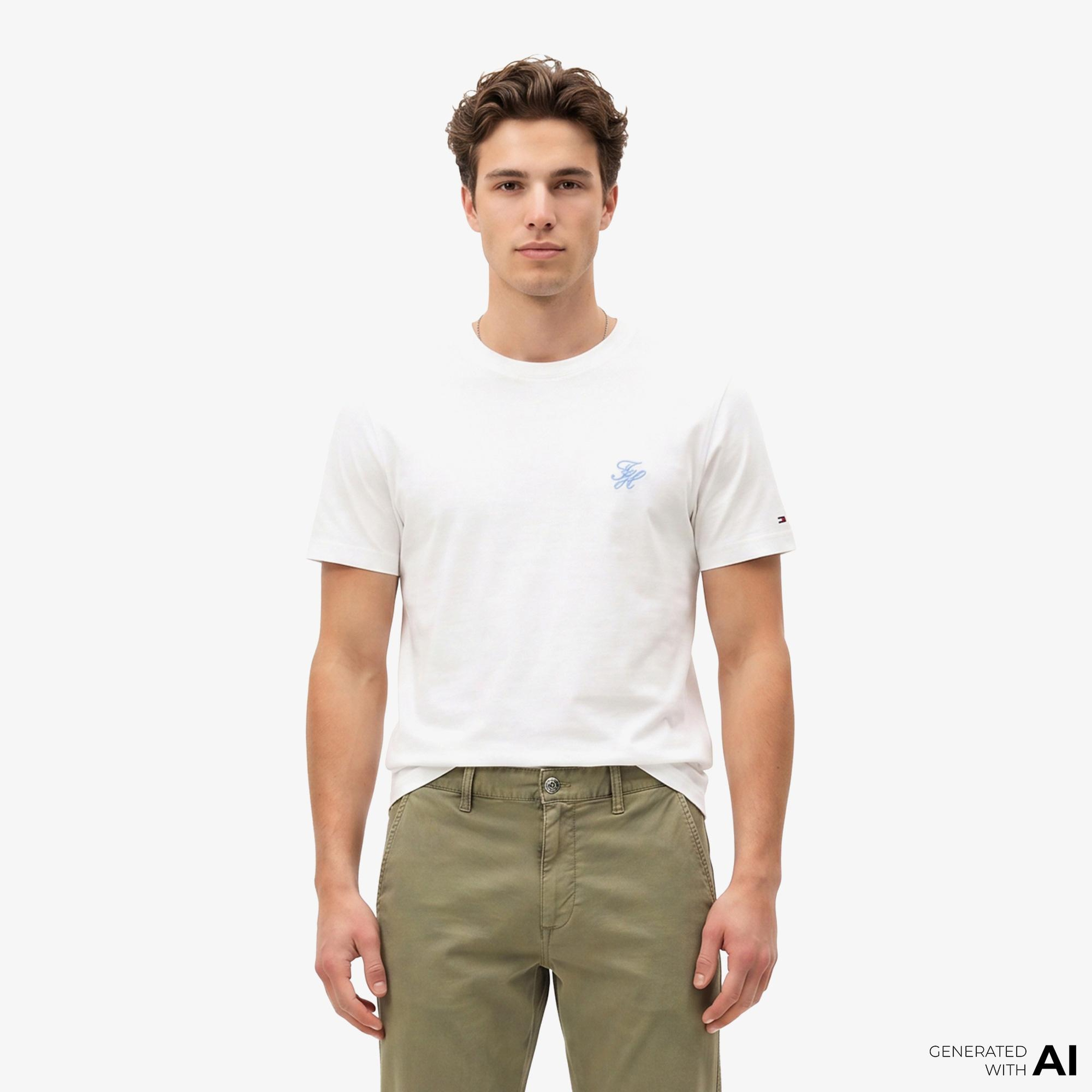Tommy Hilfiger Swimshop Erkek Beyaz T-Shirt