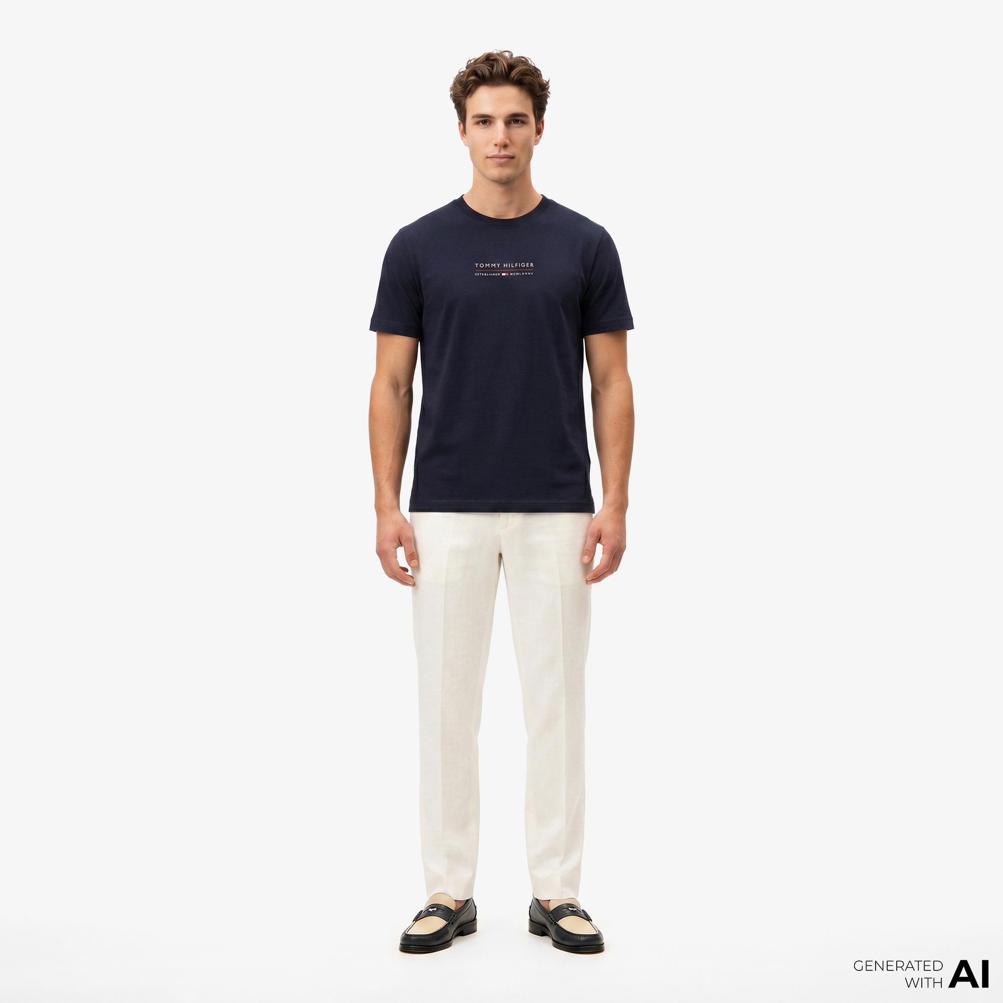 Tommy Hilfiger Brand Love Erkek Lacivert T-Shirt
